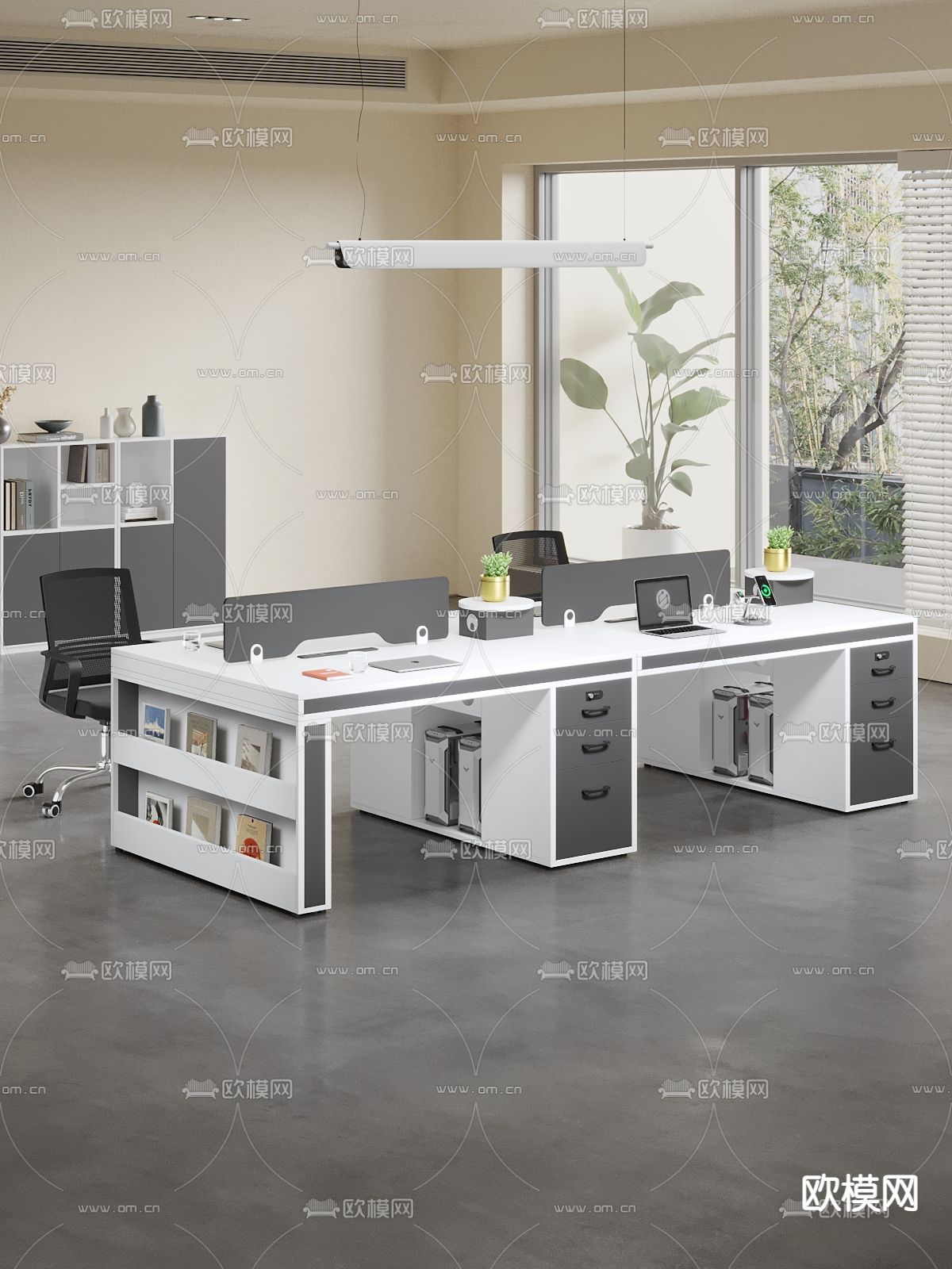现代办公桌椅 工位3d模型下载