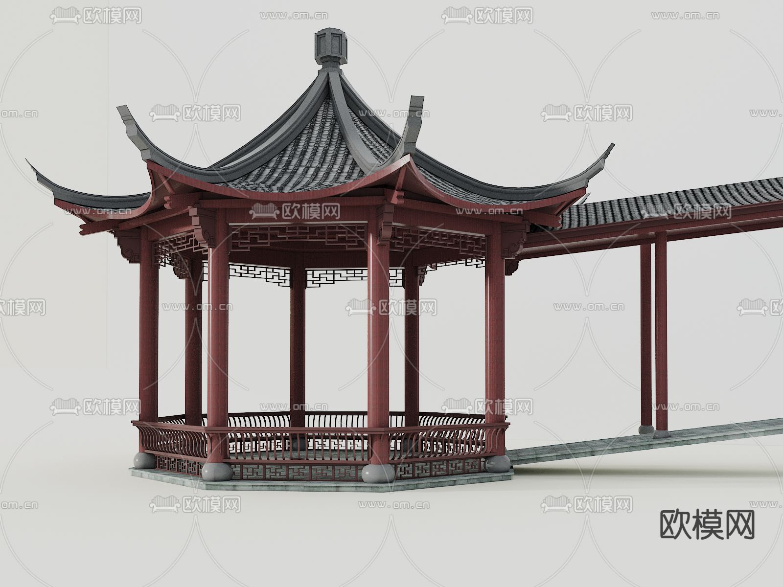 中式亭子  古亭 凉亭 景观亭 六角亭3d模型下载