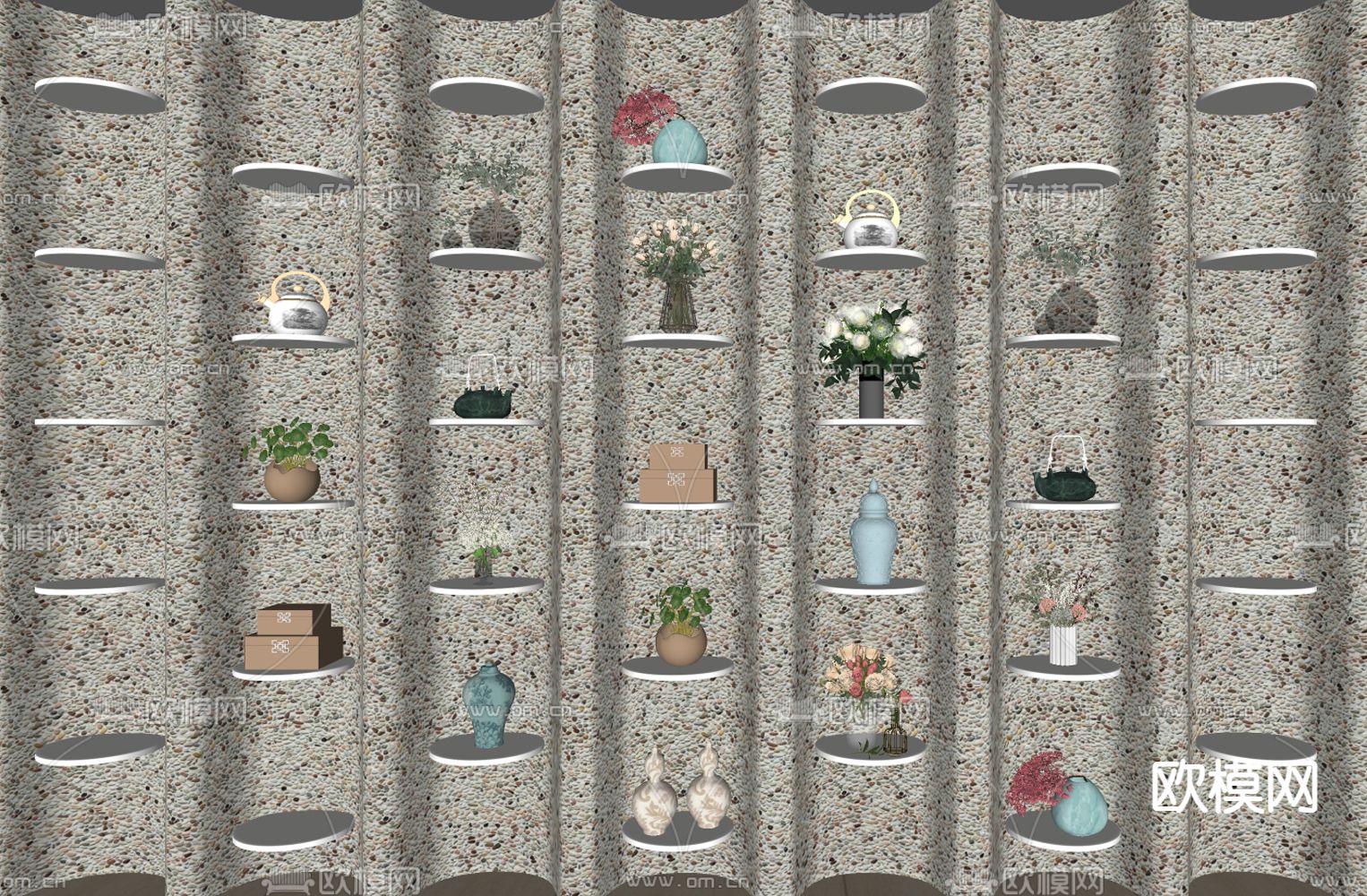 景观墙 植物架su模型下载（渲染图1）