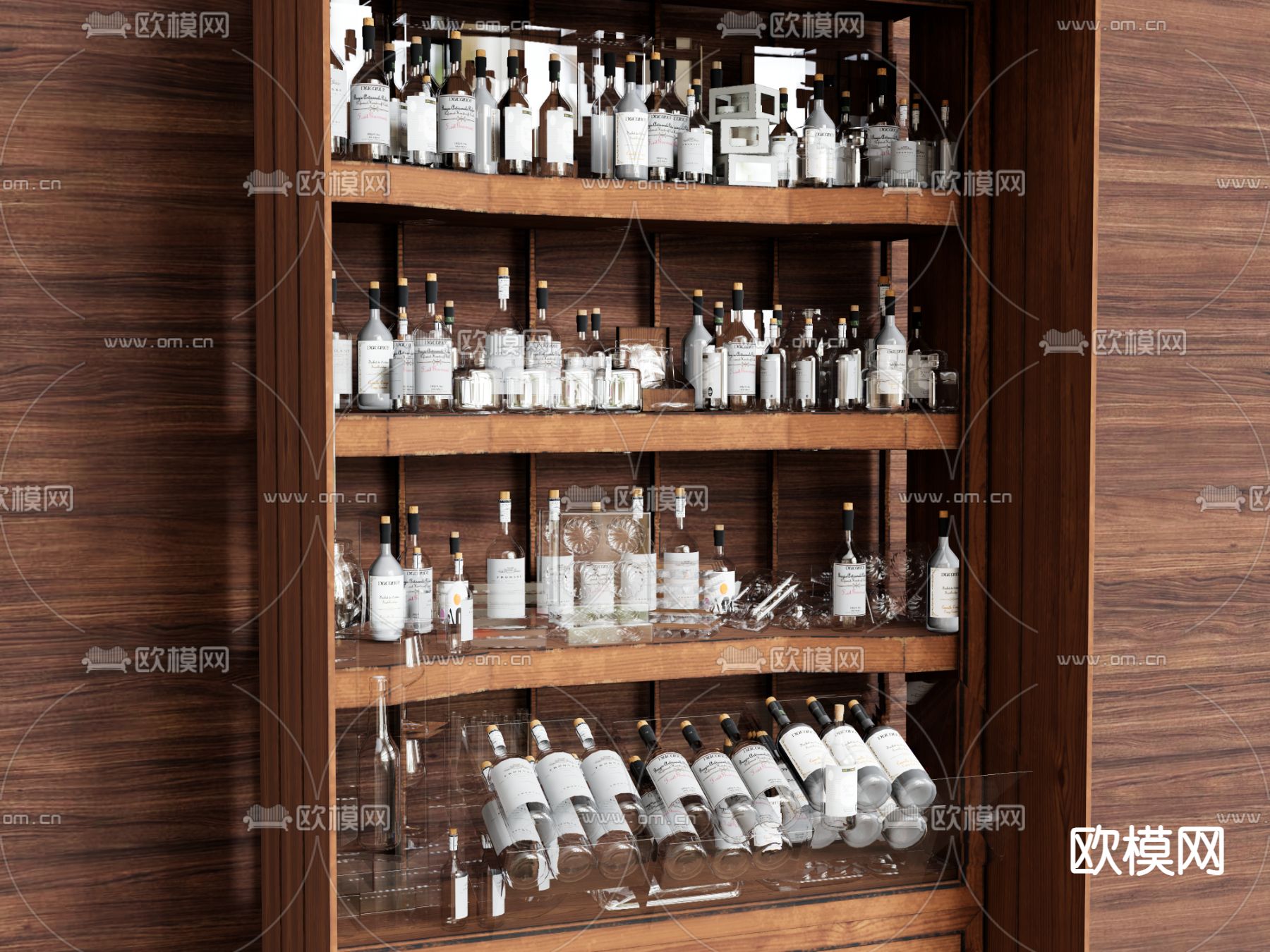 酒具 酒杯 酒瓶 水晶杯su模型下载（渲染图2）