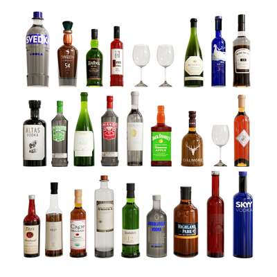  现代红酒 洋酒su模型 