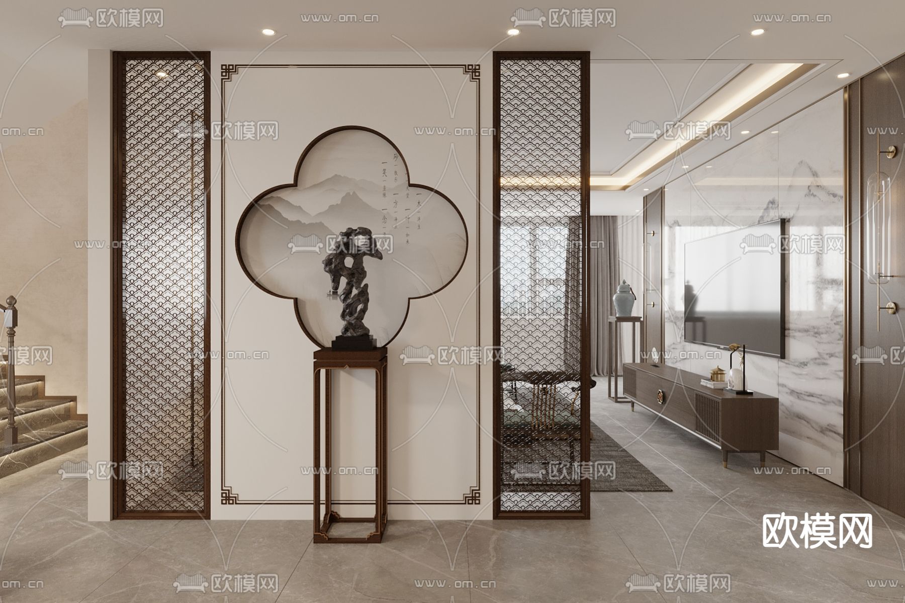 玄关隔断 装饰玄关3d模型下载