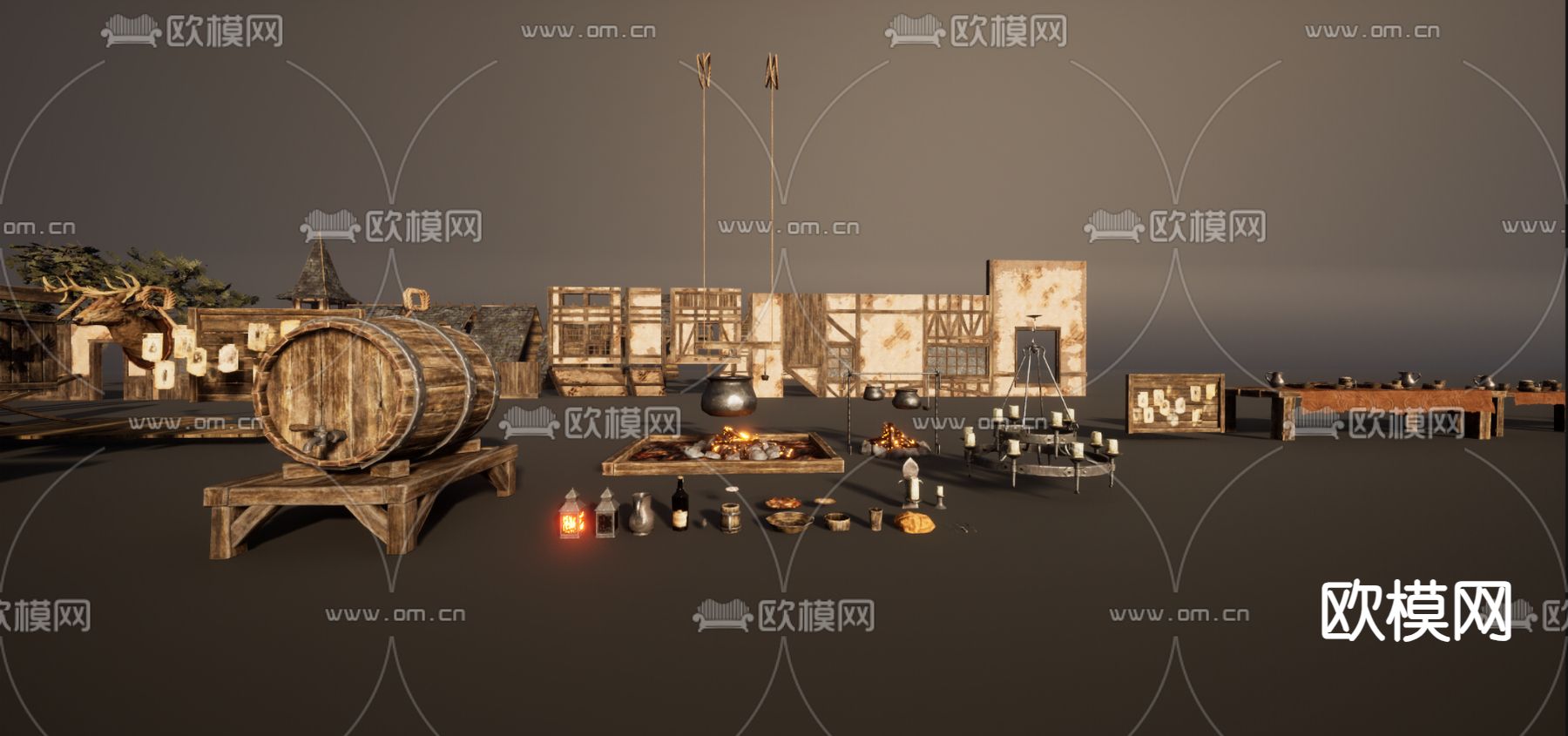 民宿小品景观3d模型下载（渲染图1）