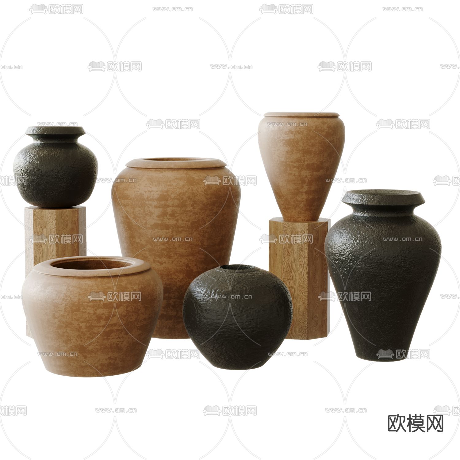 侘寂风陶罐器皿 花瓶su模型下载（渲染图2）