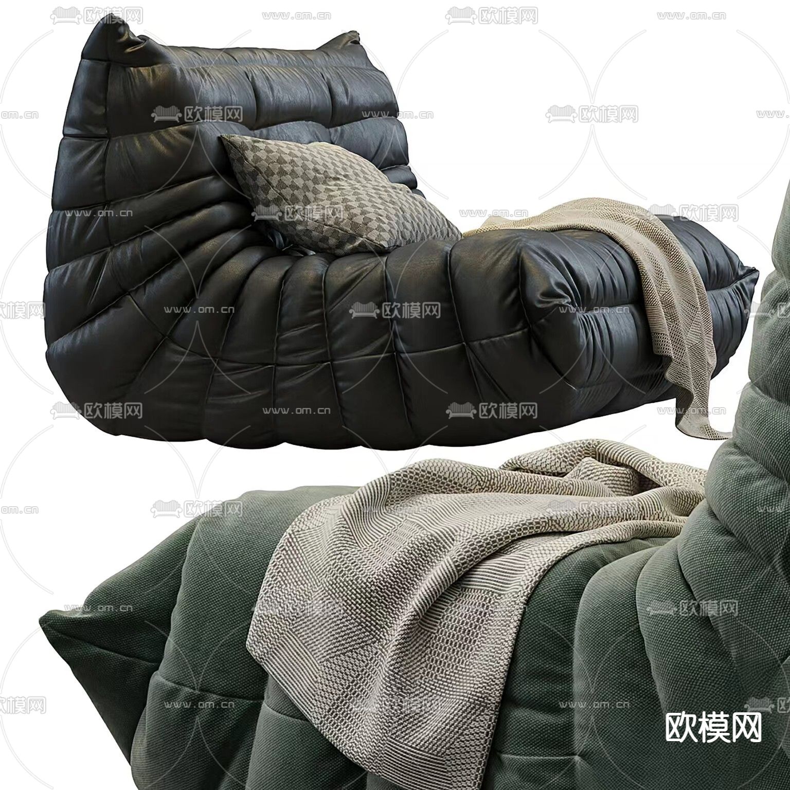 精美双人沙发3d模型下载（渲染图2）