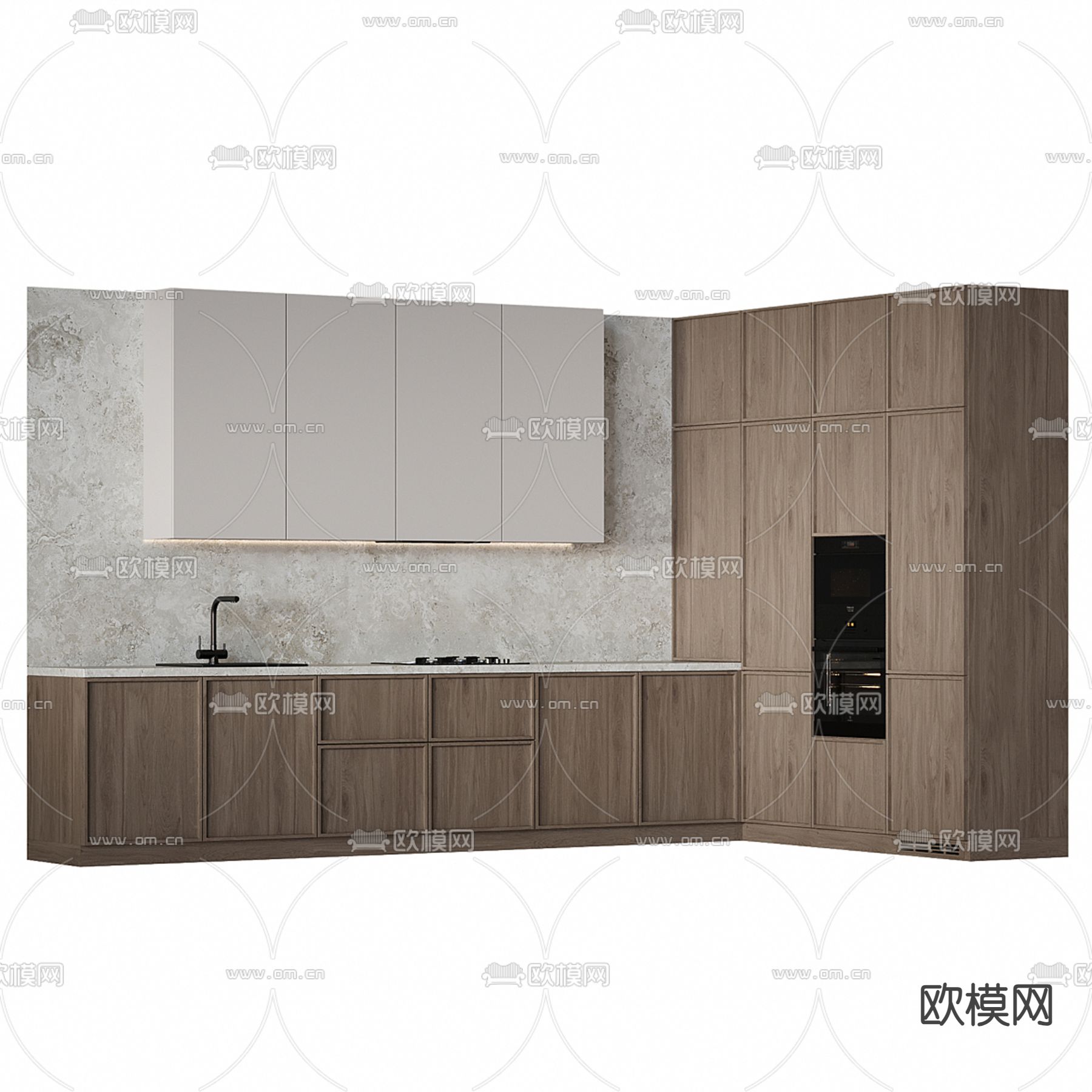 实木橱柜3d模型下载（渲染图2）
