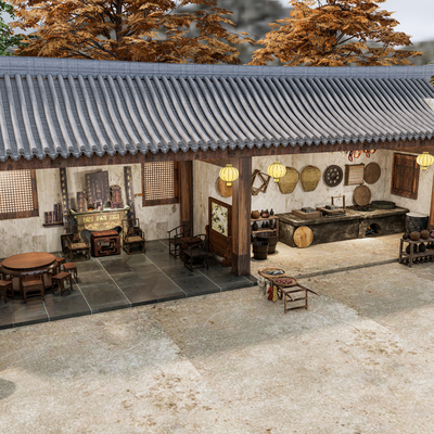  新中式祠堂su模型 