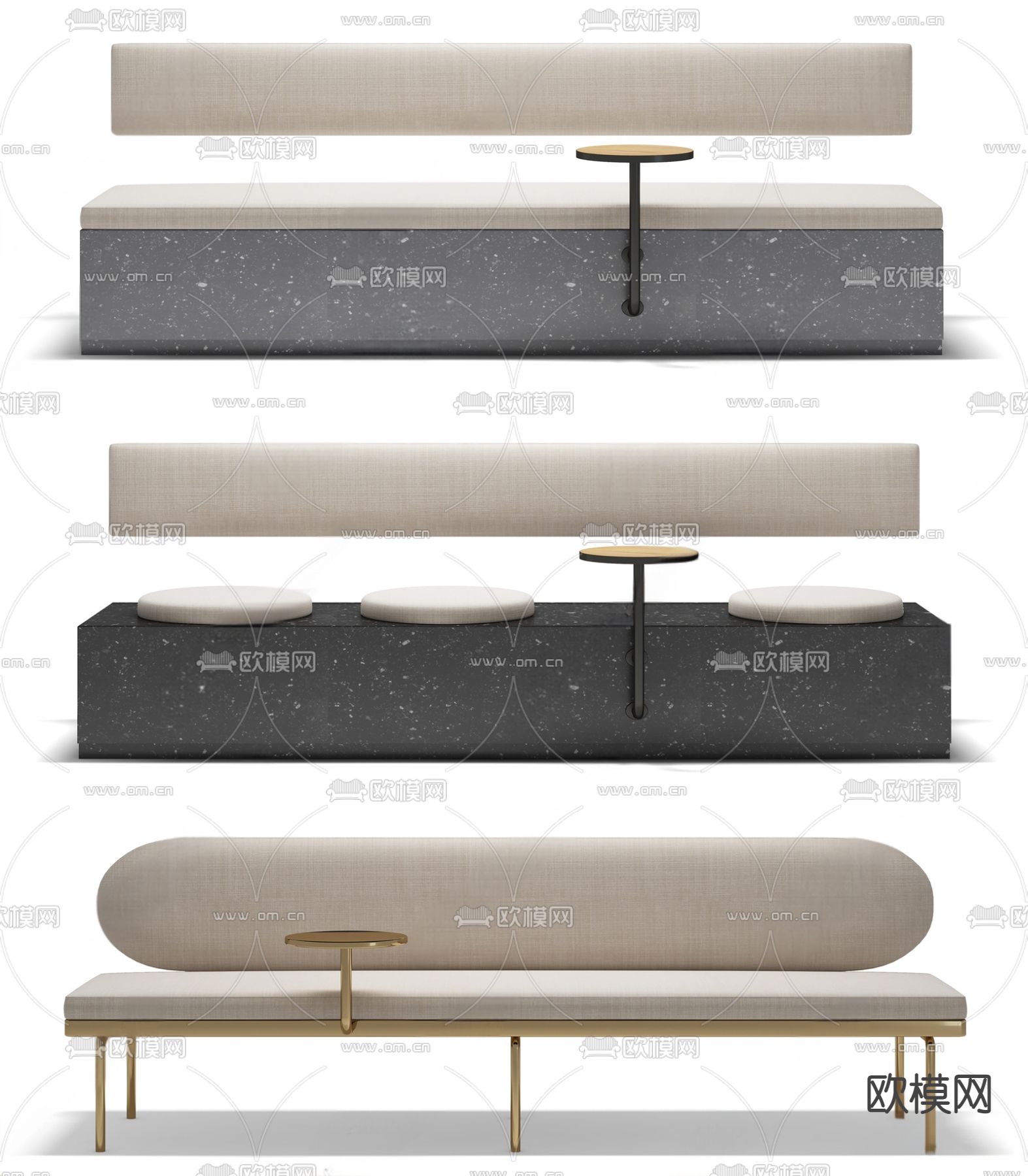 现代卡座沙发su模型下载（渲染图2）