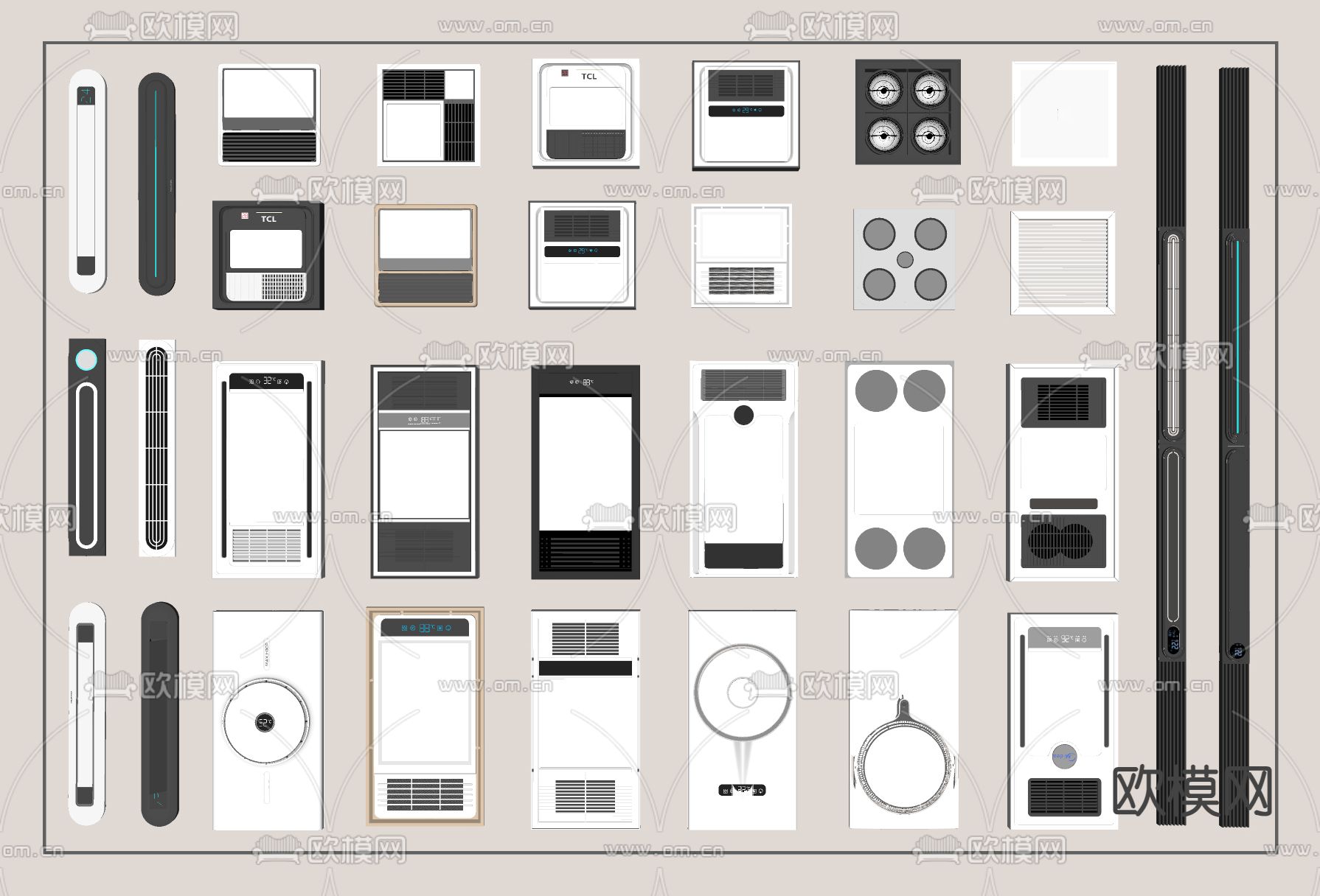 浴霸 集成浴霸 线性浴霸 风暖机su模型下载（渲染图1）