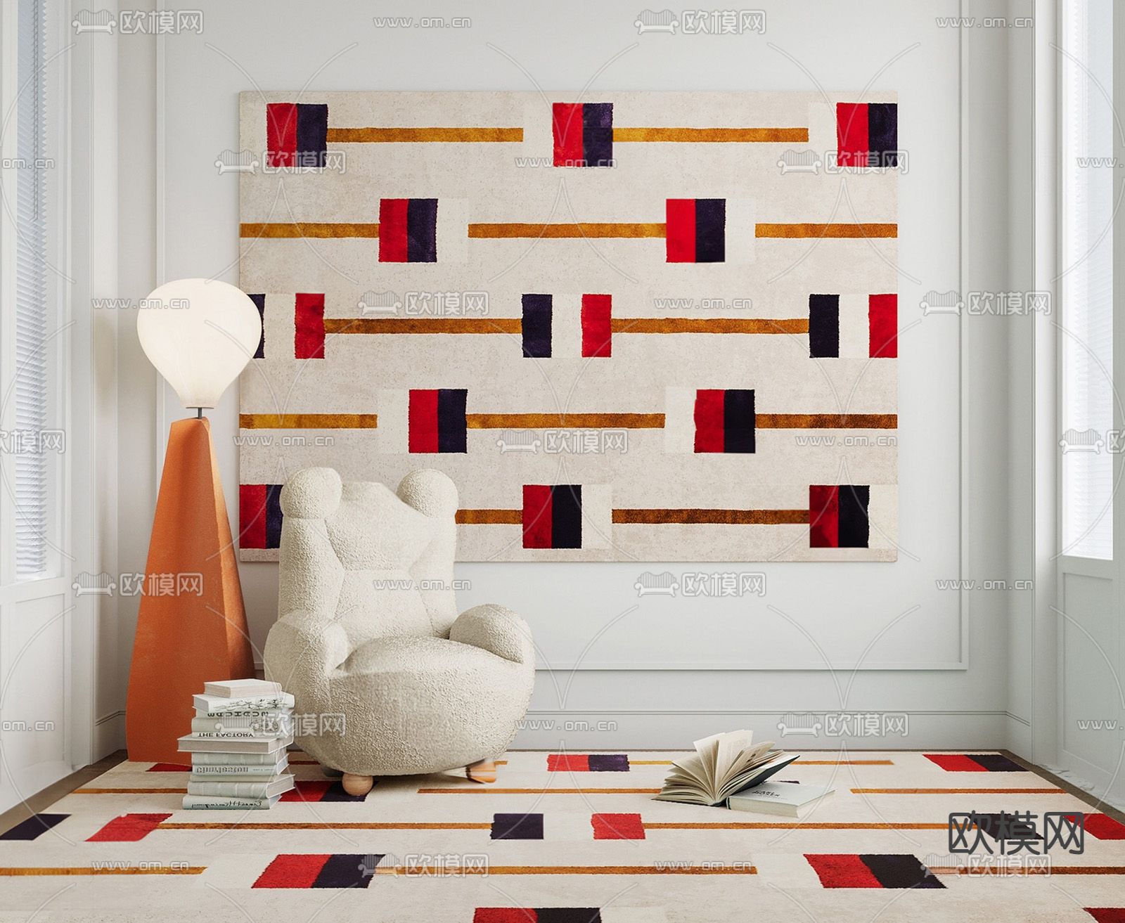 孟菲斯风地毯su模型下载（渲染图2）