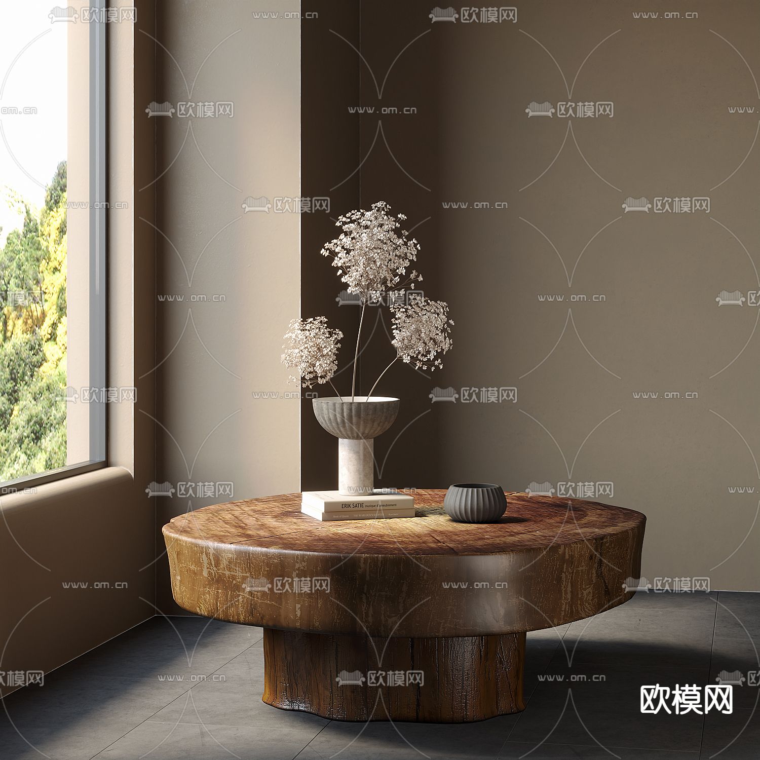 侘寂风茶几su模型