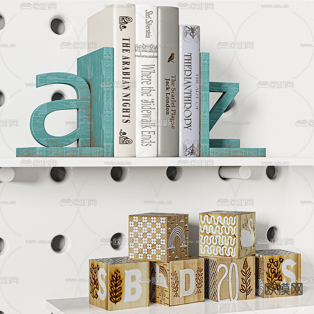 儿童书桌椅3d模型下载（渲染图2）