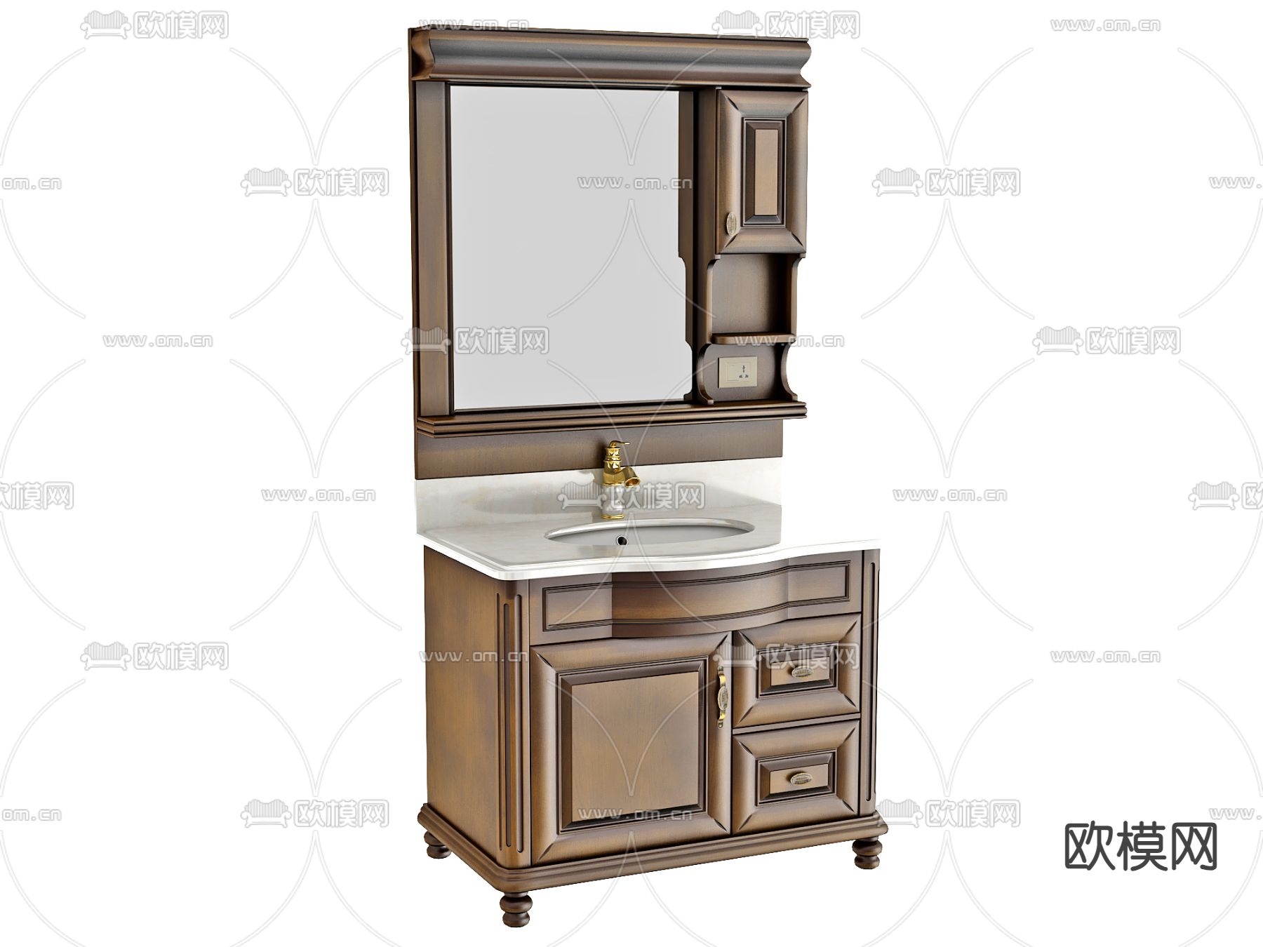 简欧洗手台 洗手盆3d模型下载