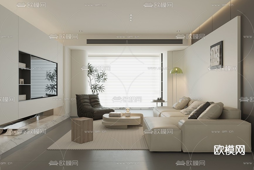 现代家居客厅3d模型下载