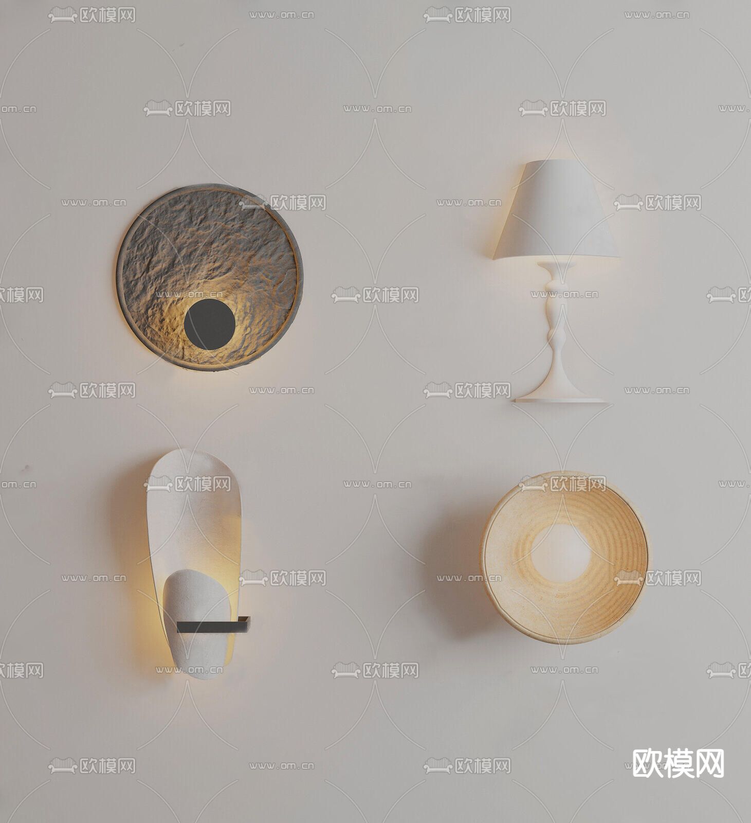 侘寂壁灯 石膏壁灯3d模型下载