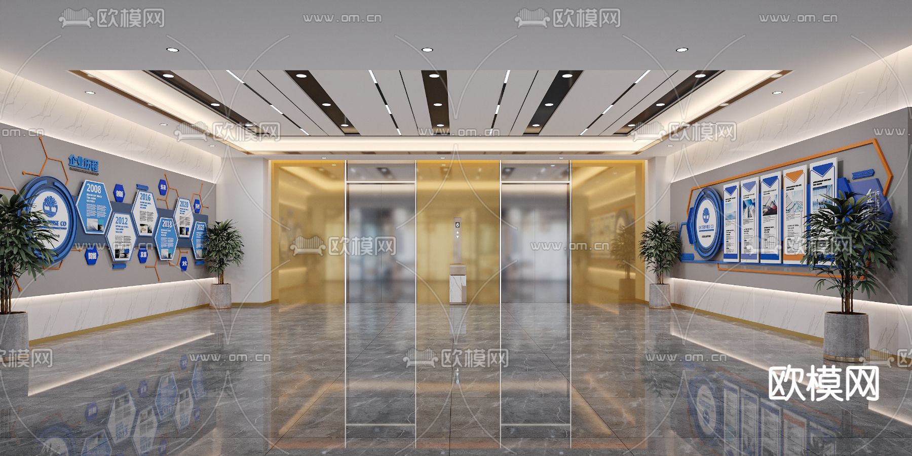 现代电梯间 电梯厅 3d模型下载