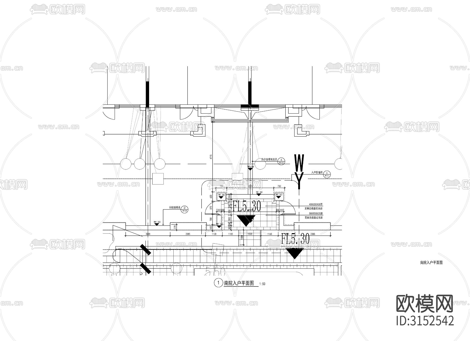 现代单元入户详图cad大样图下载（渲染图1）