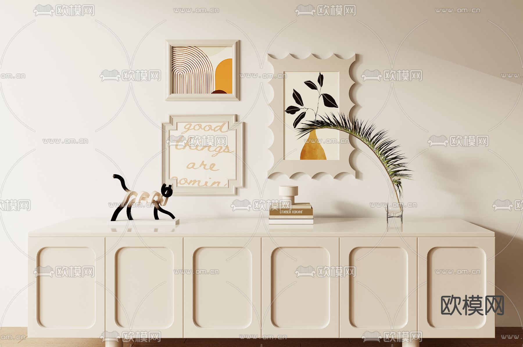 奶油边柜 装饰柜 斗柜3d模型下载