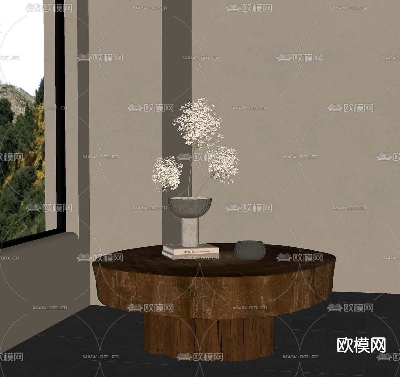 侘寂风茶几su模型