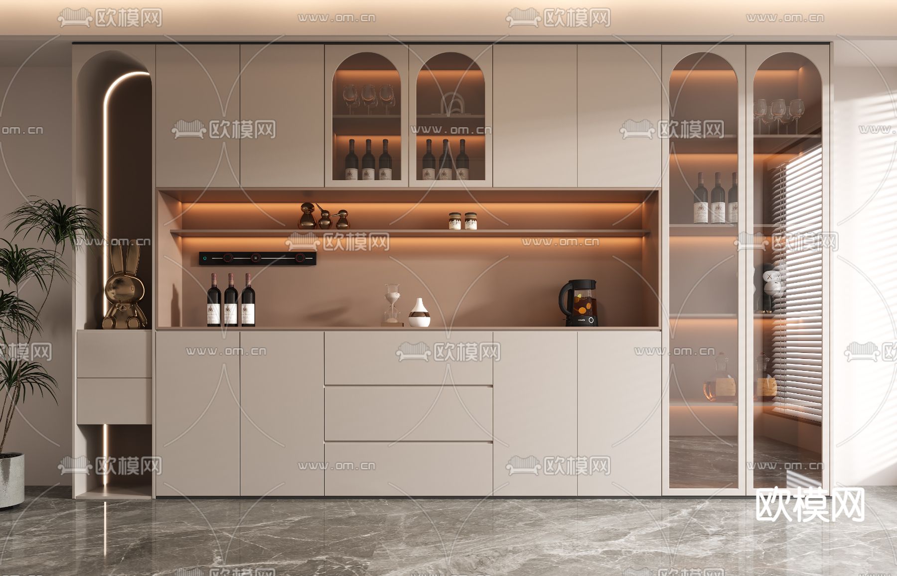 现代酒柜 餐边柜3d模型下载