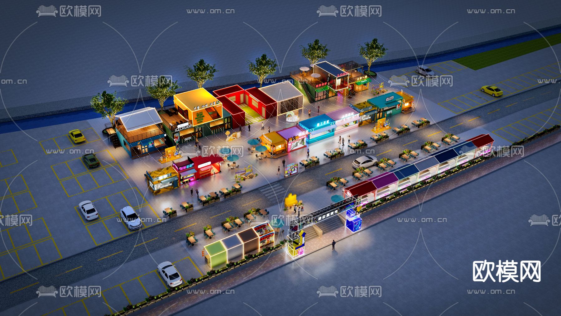 商业街 小吃街 3d模型下载（渲染图4）