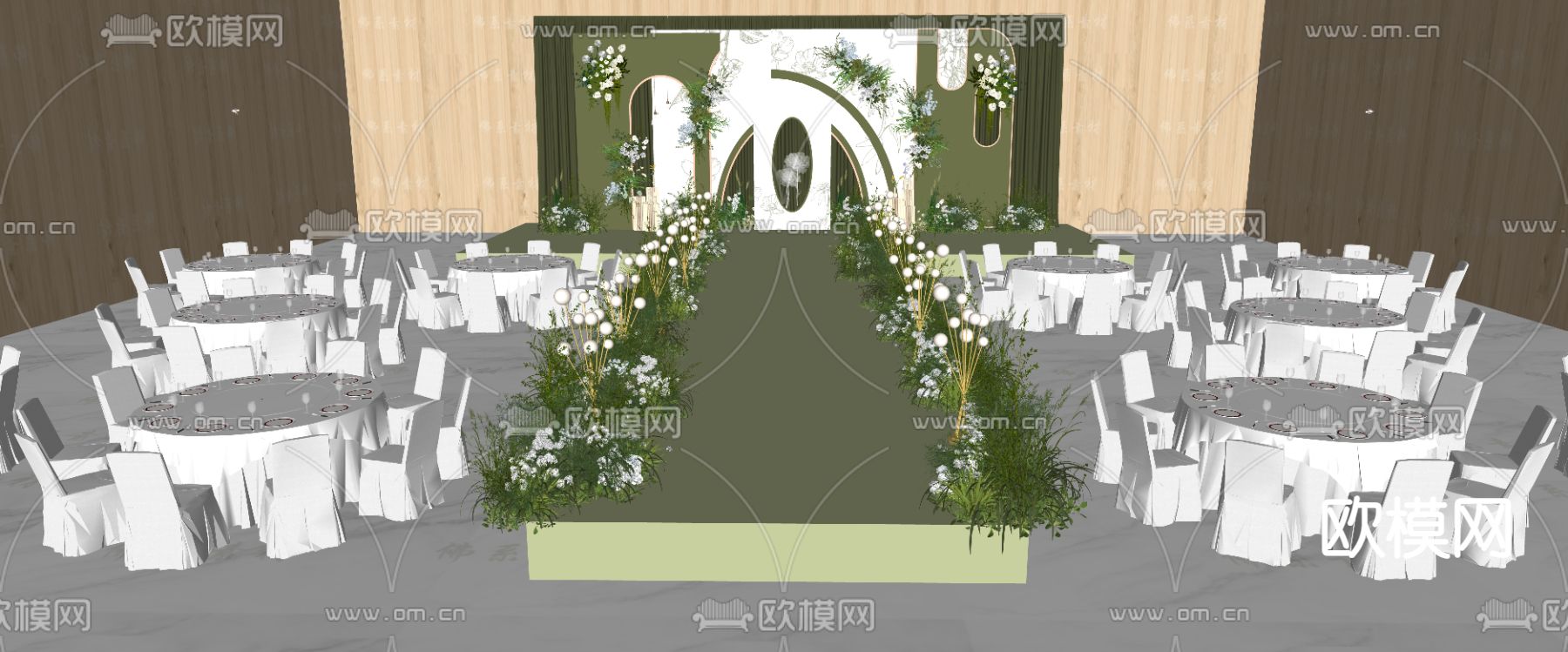 绿色婚礼美陈su模型下载（渲染图1）