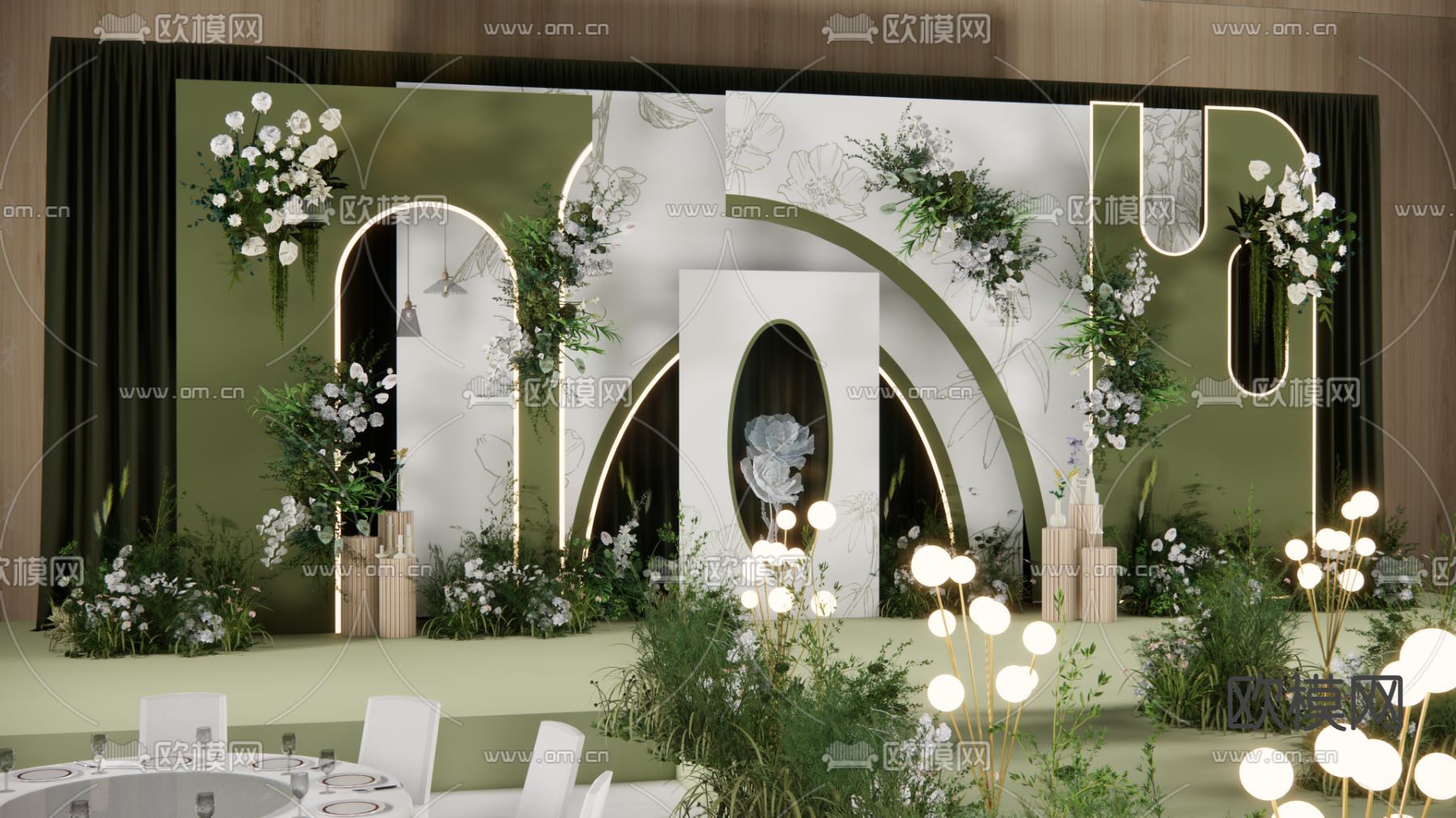 绿色婚礼美陈su模型下载（渲染图4）