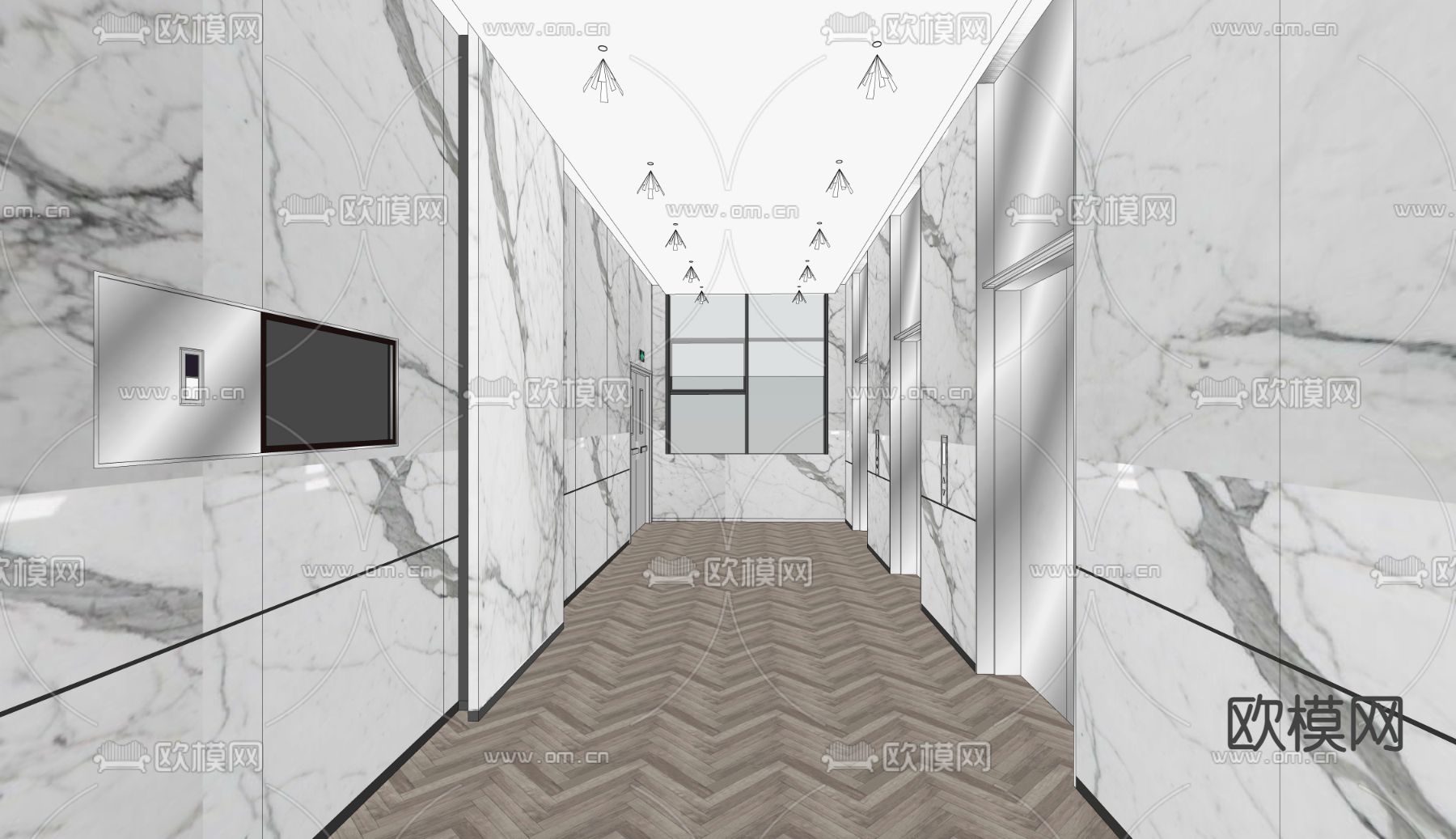 电梯间su模型下载（渲染图2）