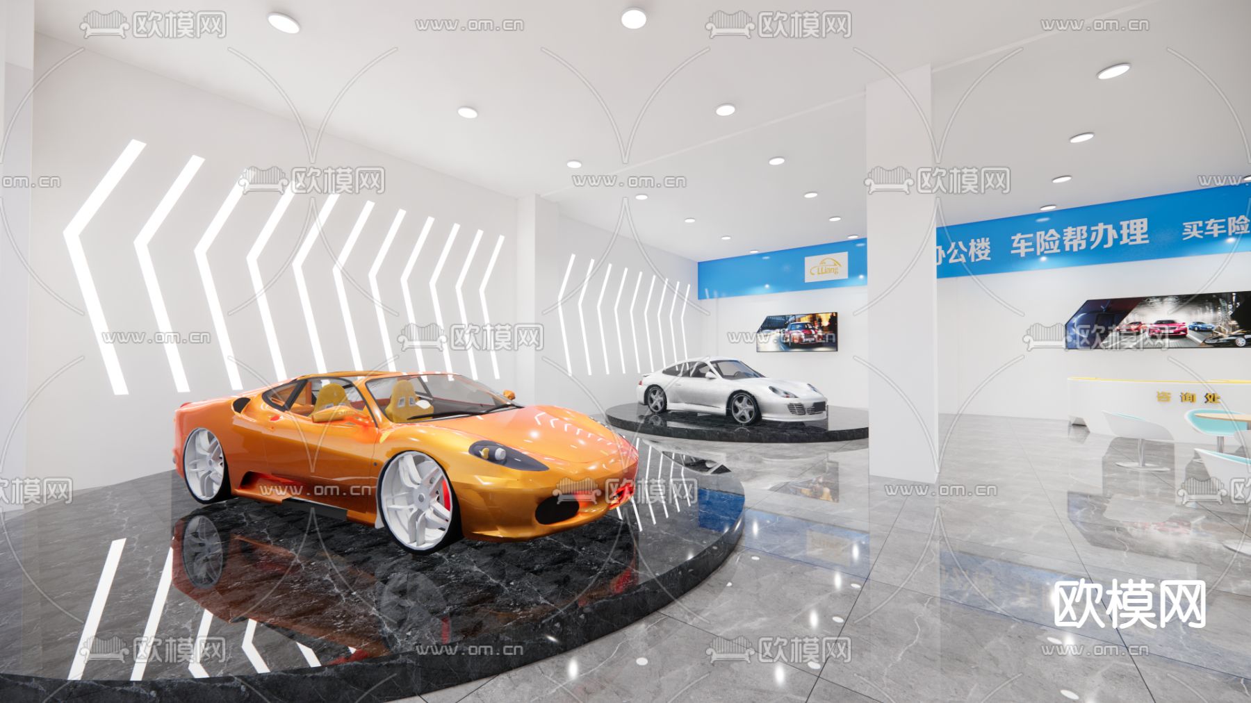 汽车展厅su模型下载（渲染图4）