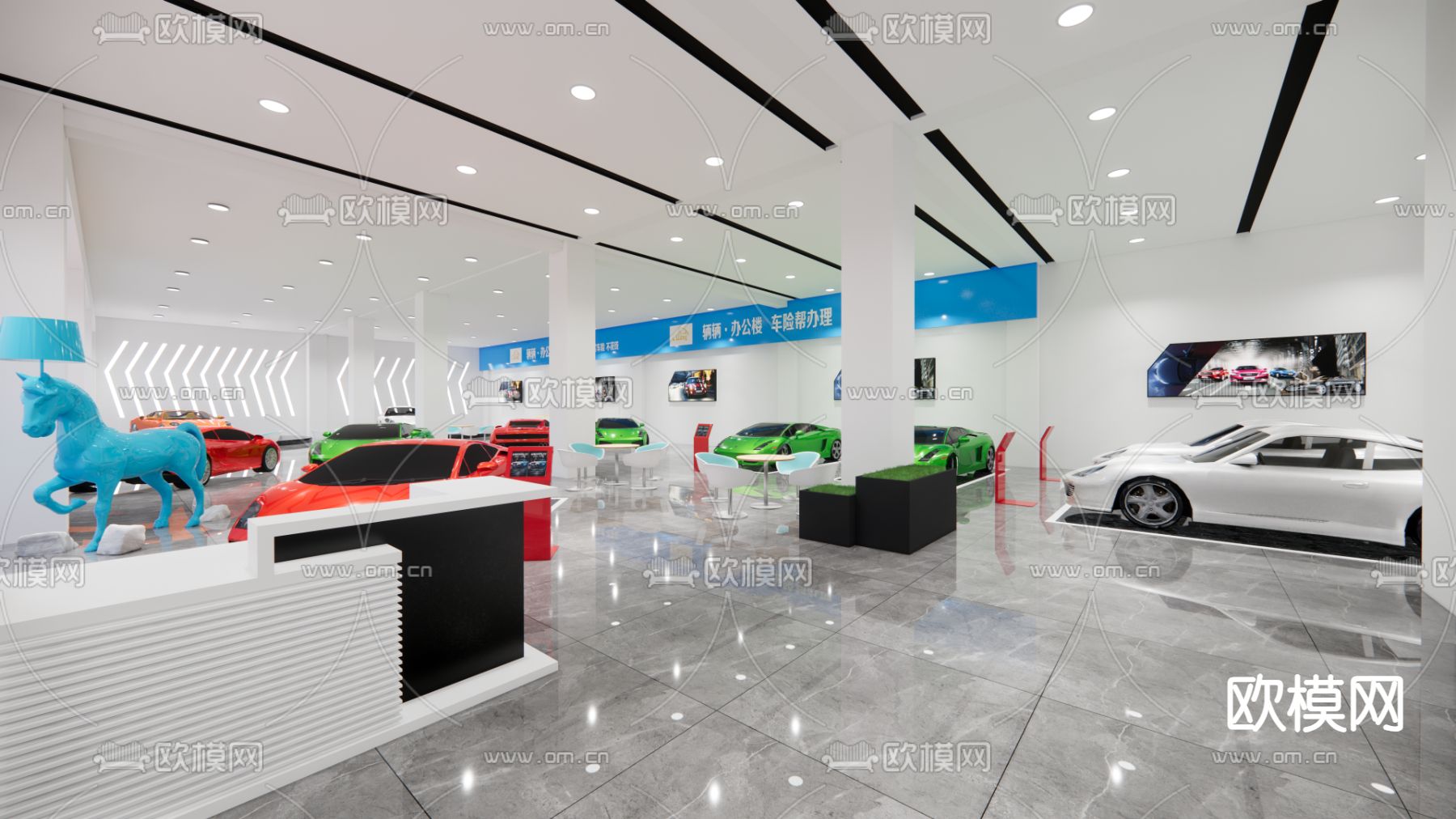 汽车展厅su模型下载（渲染图3）