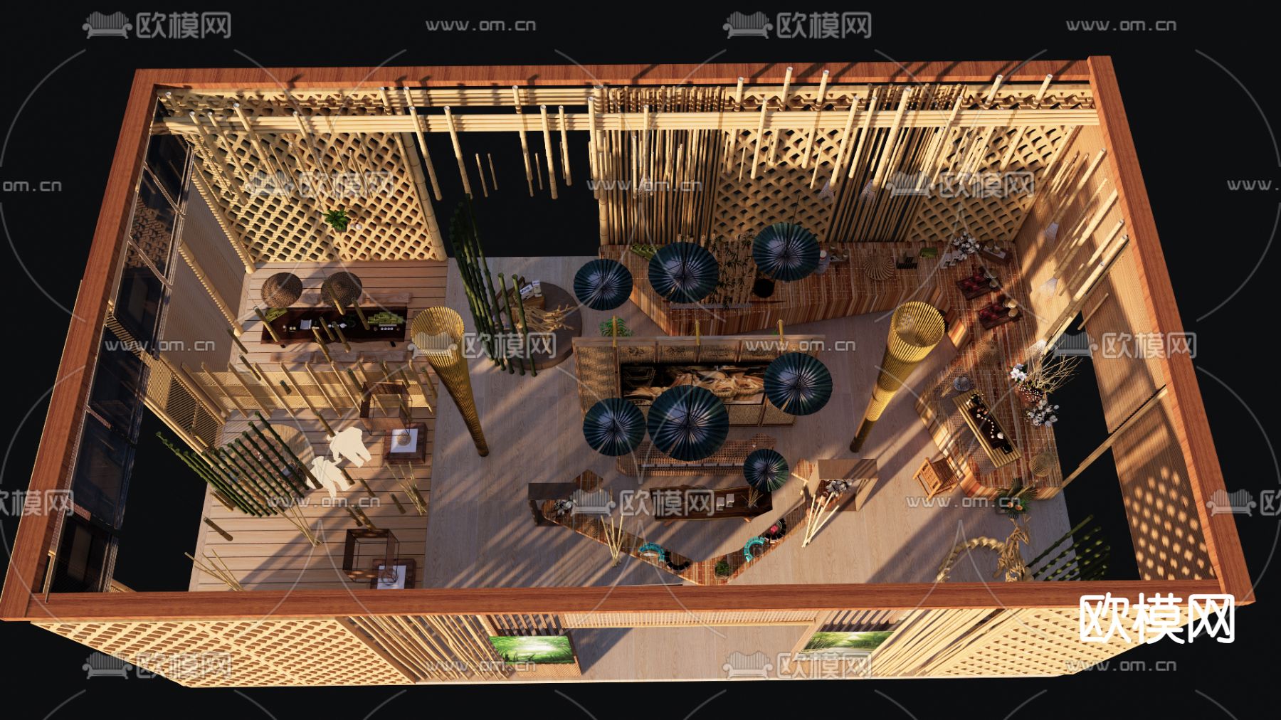新中式农业展览馆展厅su模型下载（渲染图3）