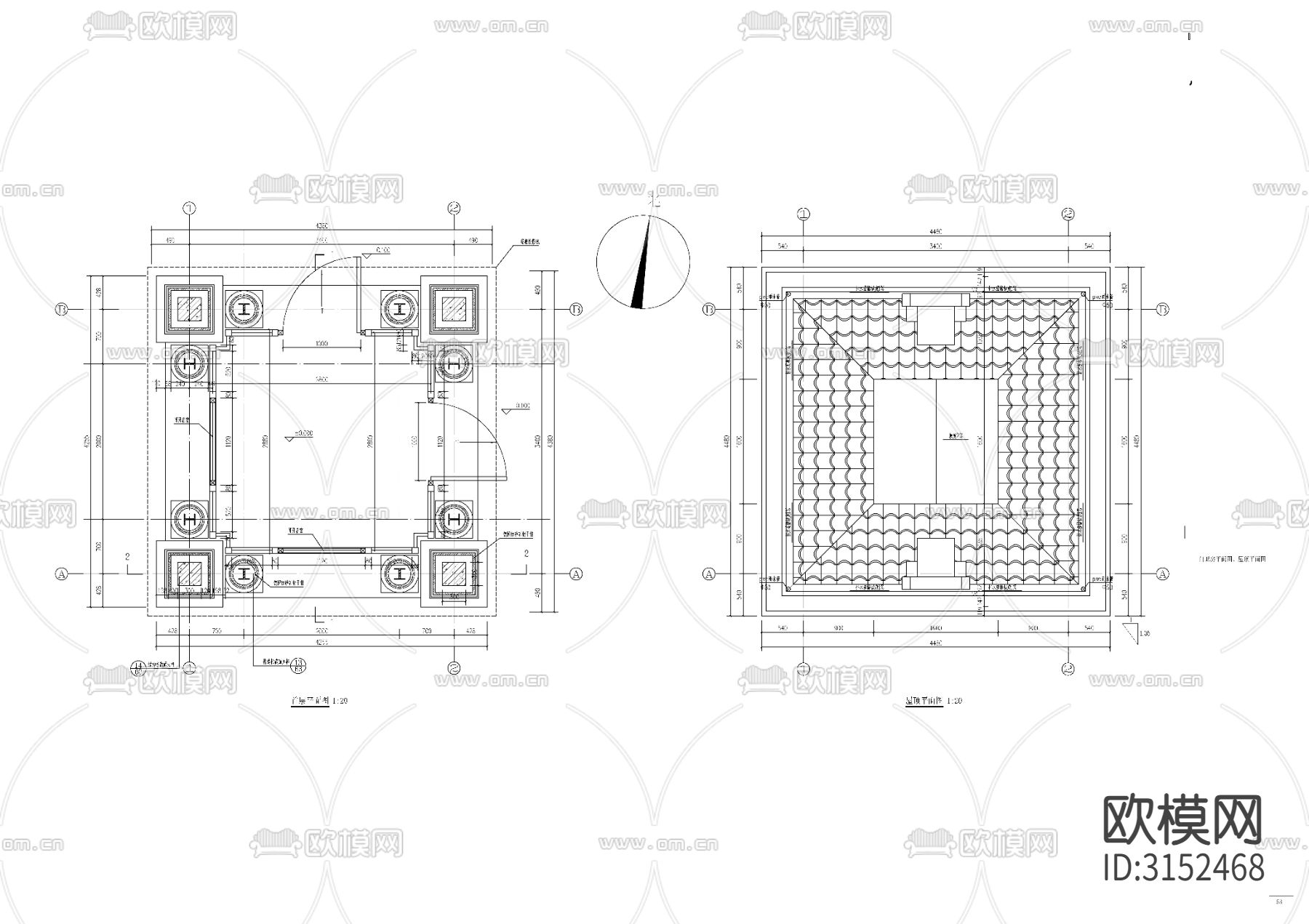 欧式小区景观门卫cad大样图下载（渲染图1）
