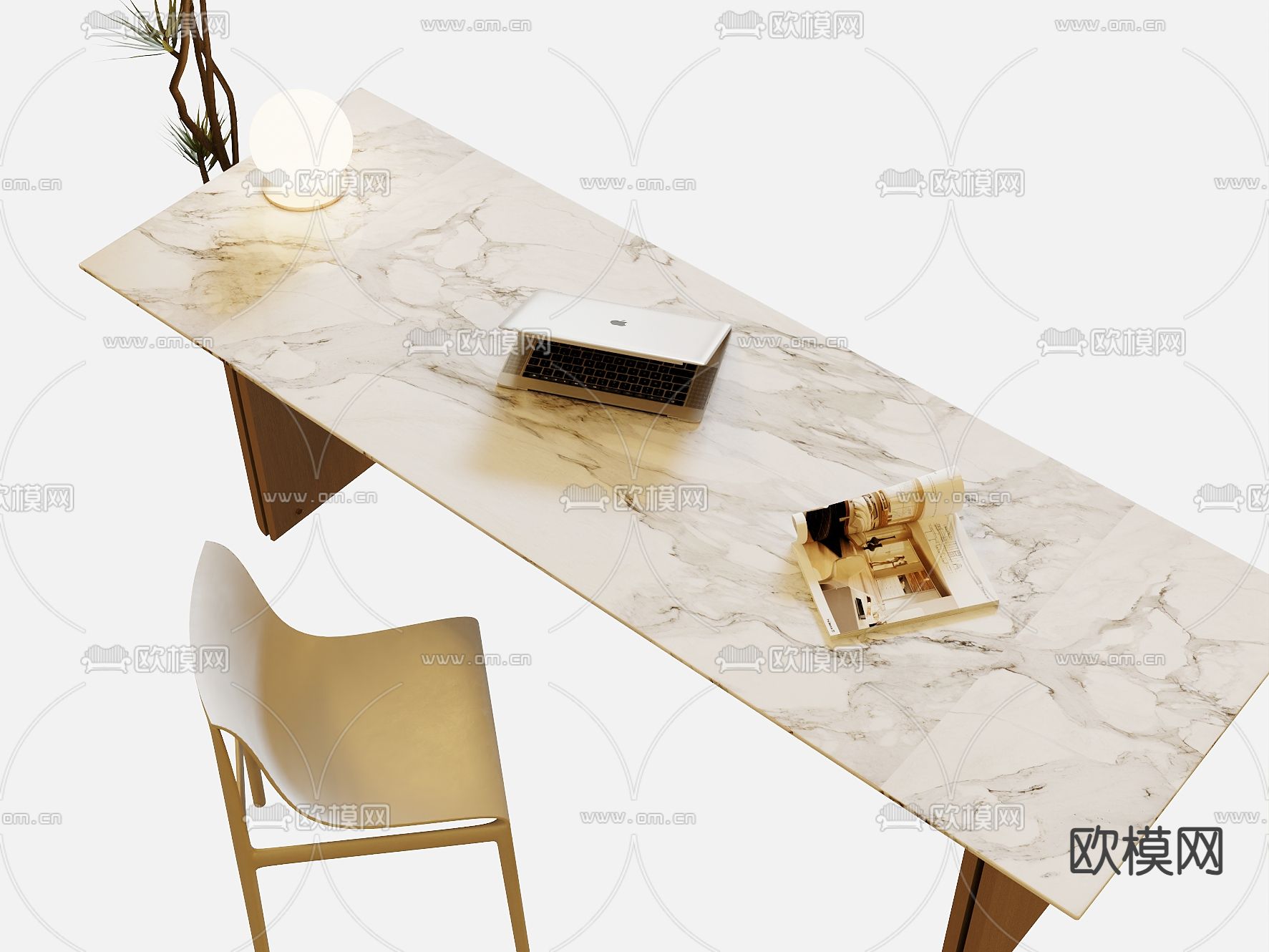 现代书桌3d模型下载