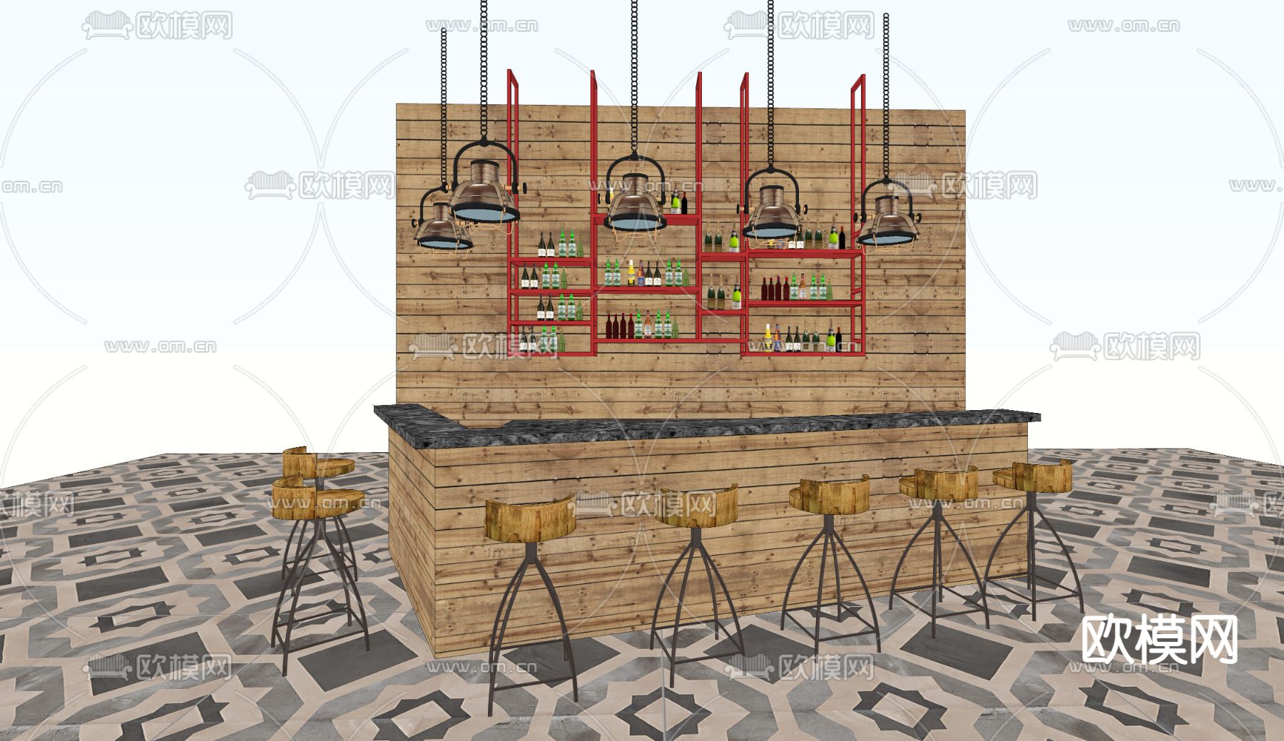 咖啡厅吧台su模型下载