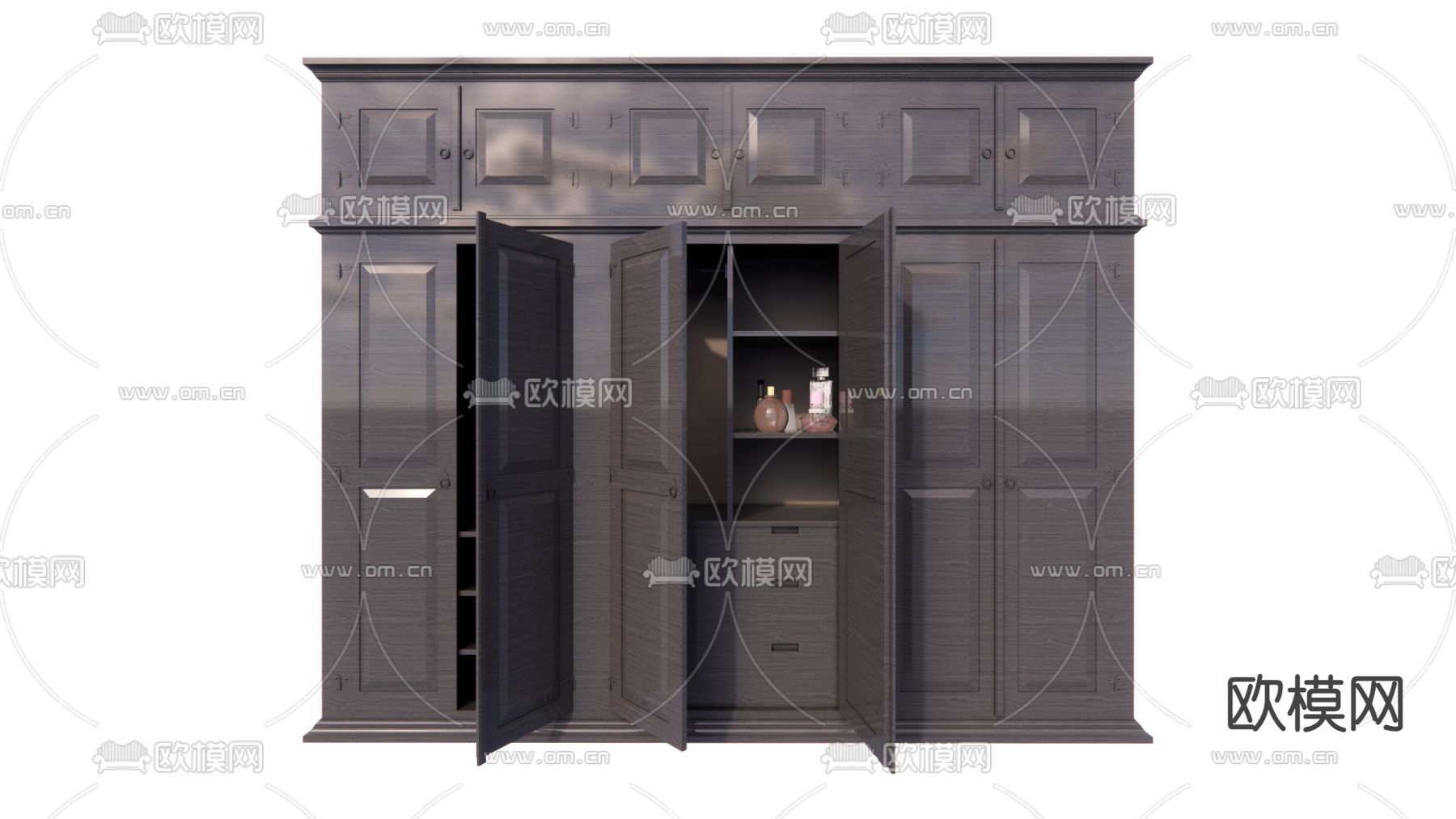 简欧更衣柜 衣柜su模型下载（渲染图1）