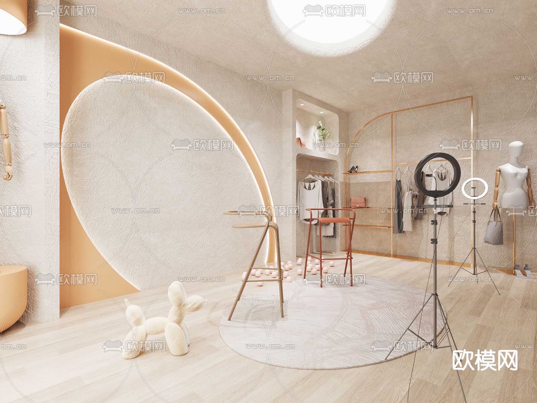 现代直播间su模型下载（渲染图2）