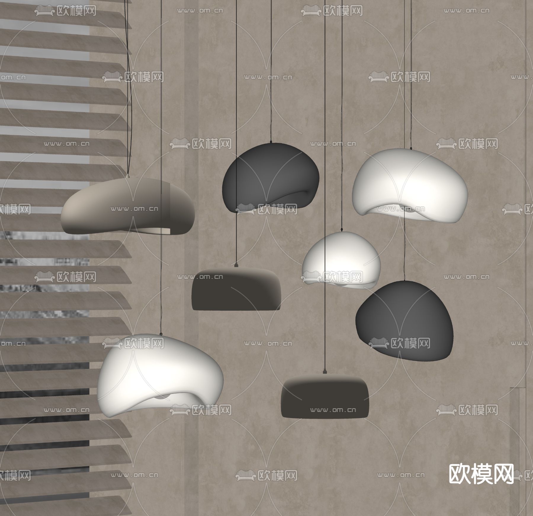 侘寂风吊灯su模型下载（渲染图1）