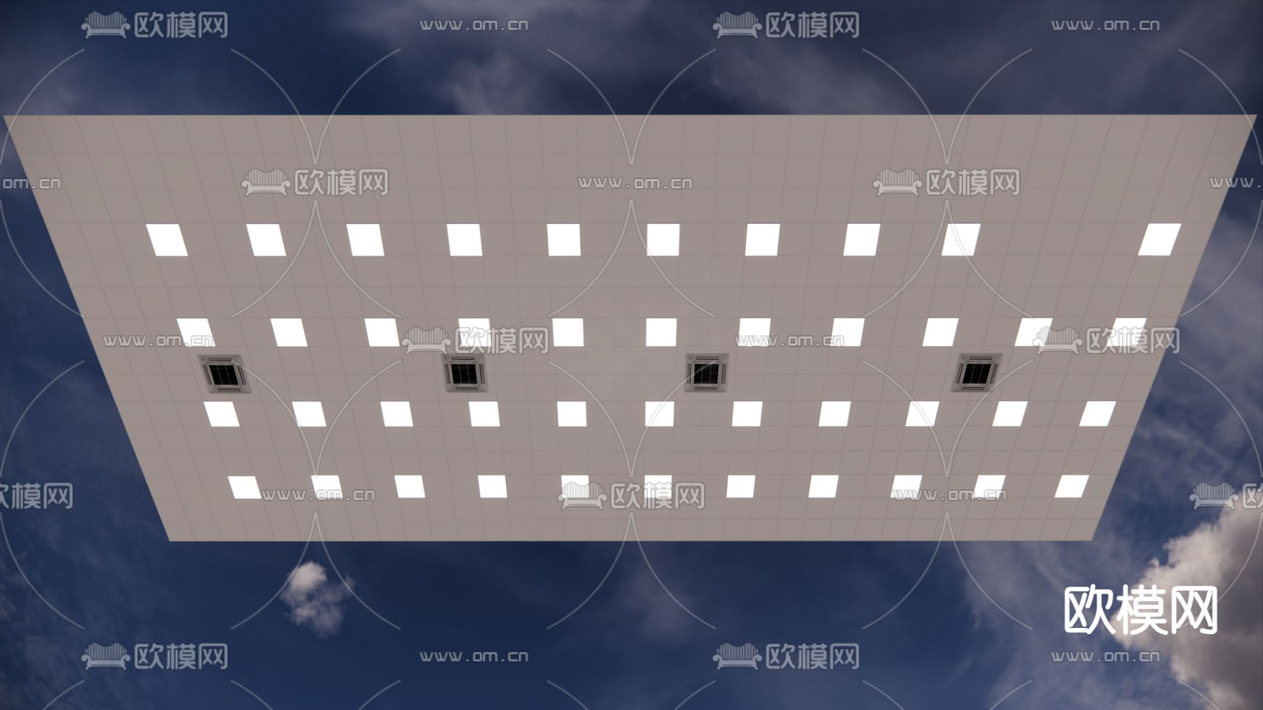 工业风吊顶su模型下载（渲染图2）