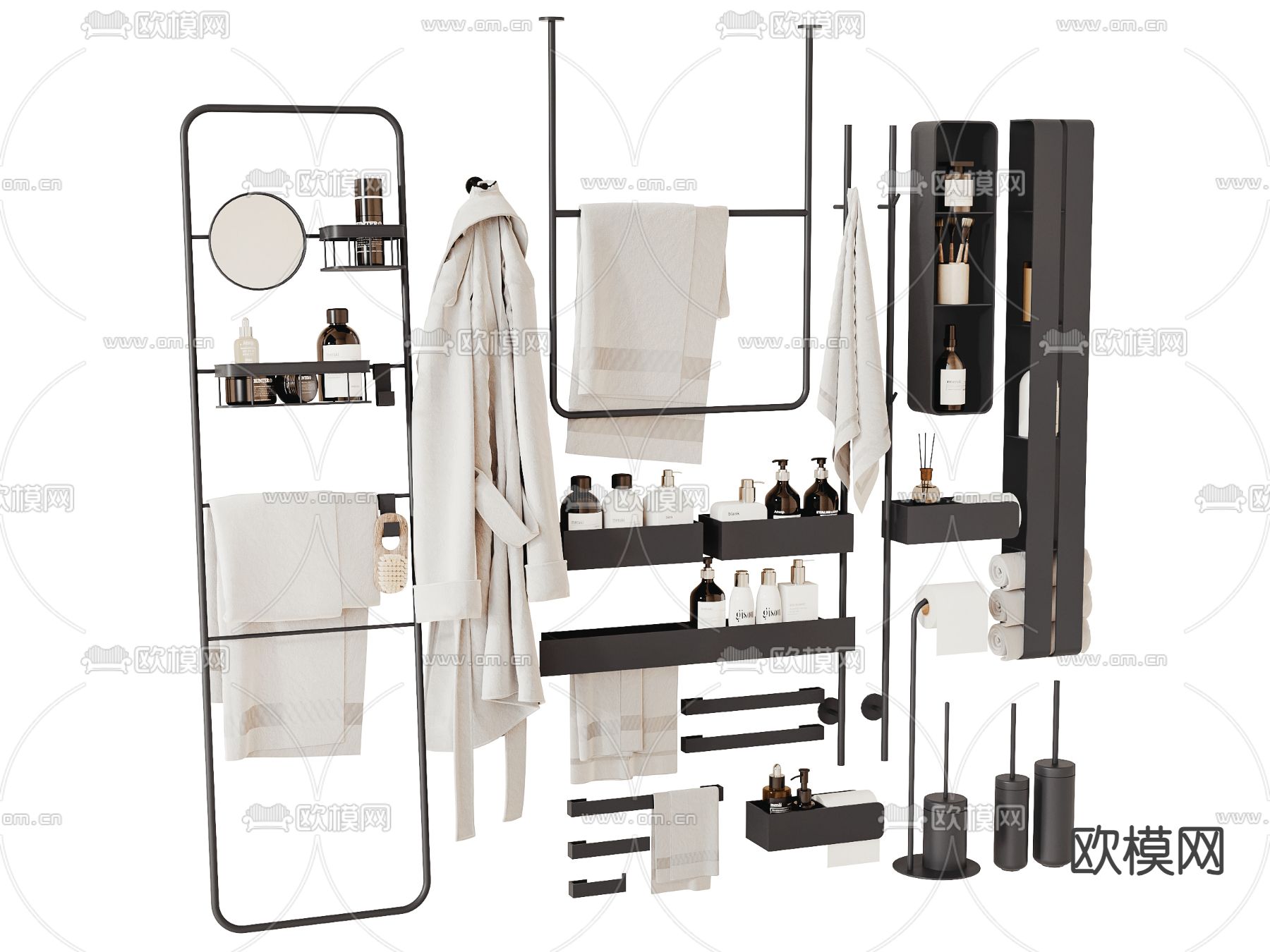 现代洗浴用品su模型下载（渲染图2）