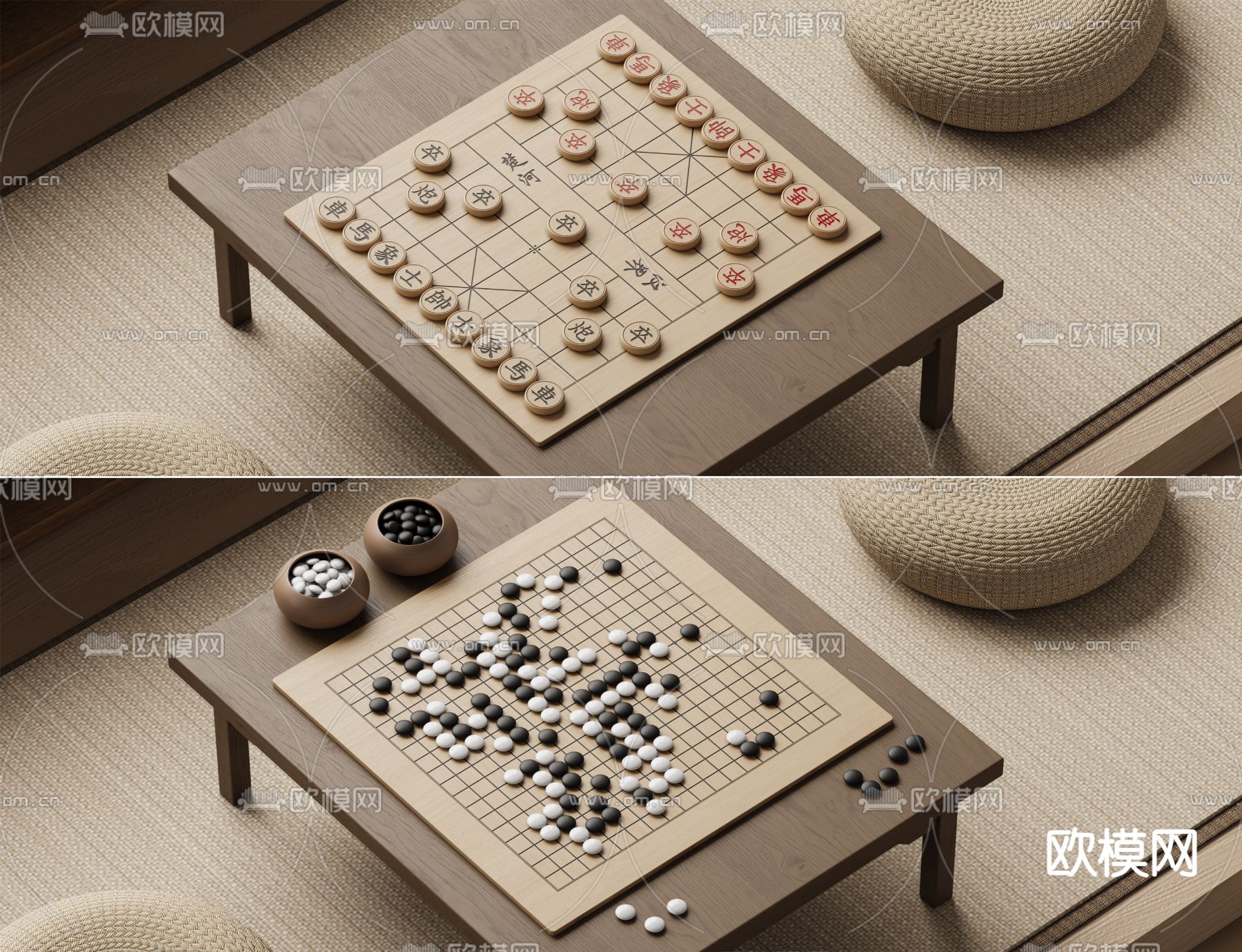 棋牌桌 五子棋3d模型下载