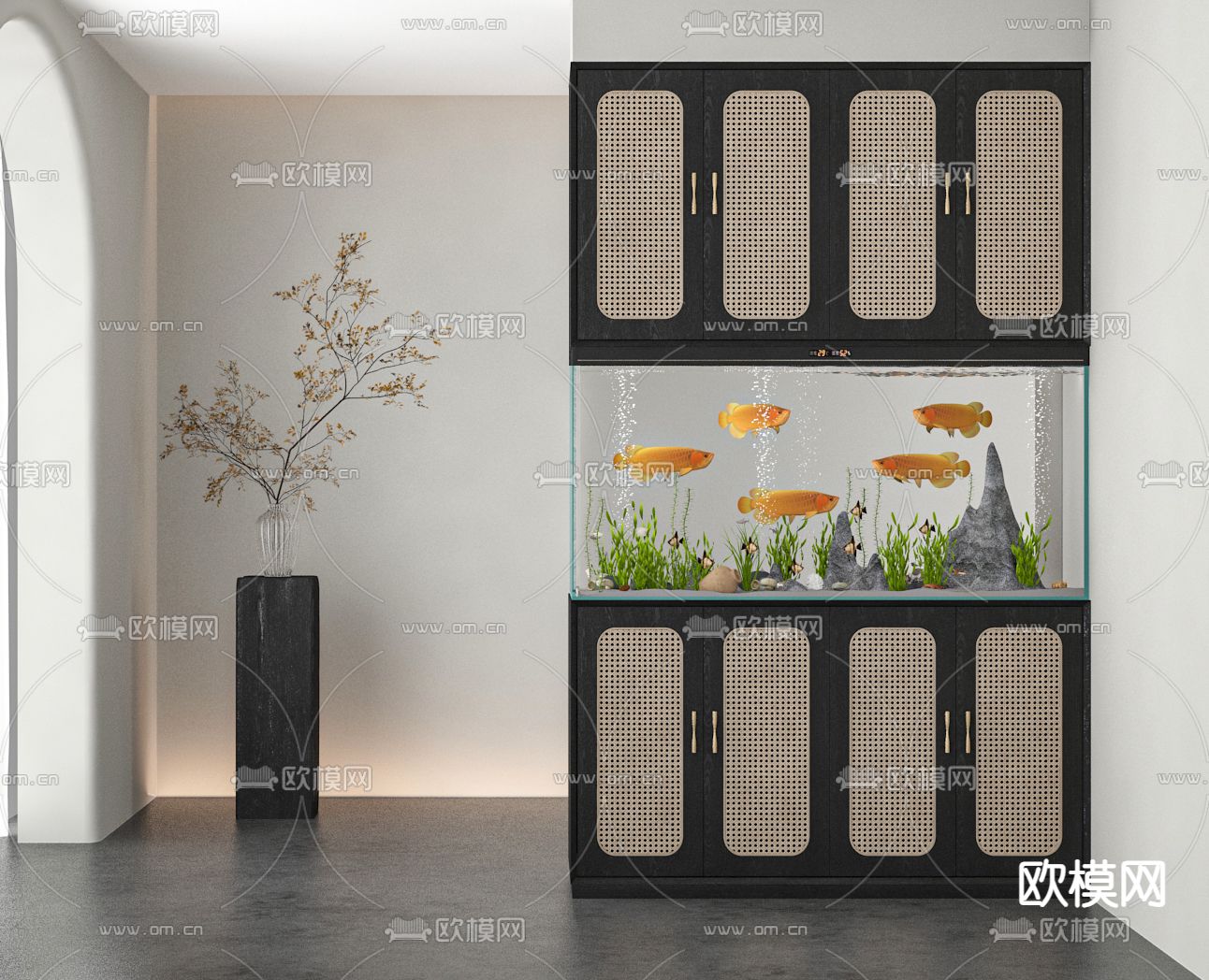 现代鱼缸 水族3d模型下载