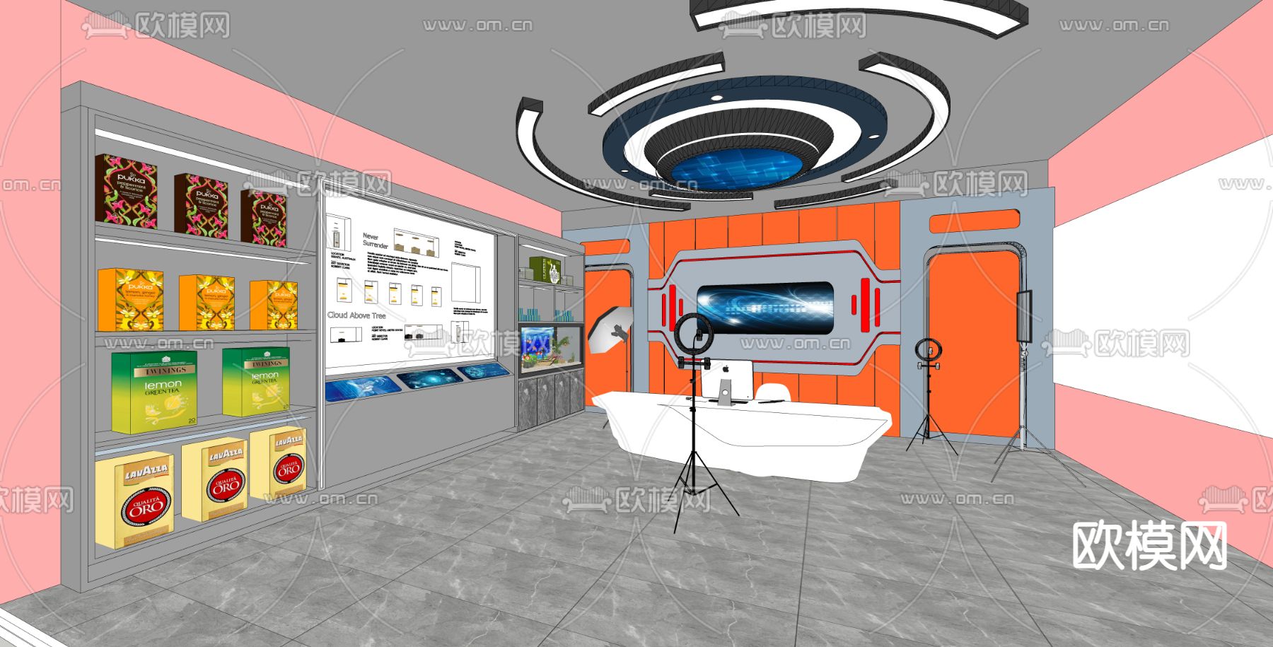 网红直播间 直播带货su模型下载（渲染图1）