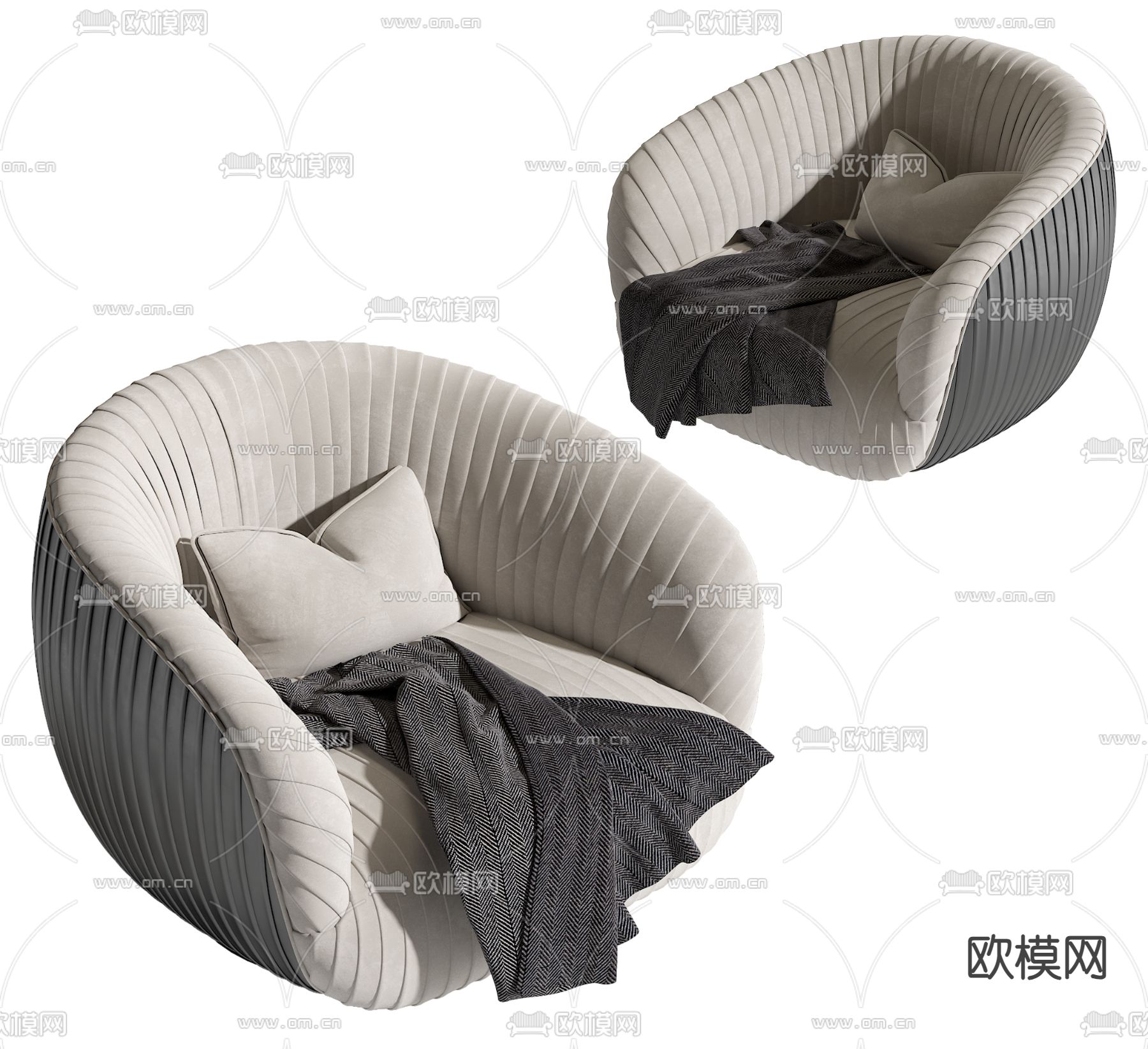现代单人沙发su模型下载（渲染图1）