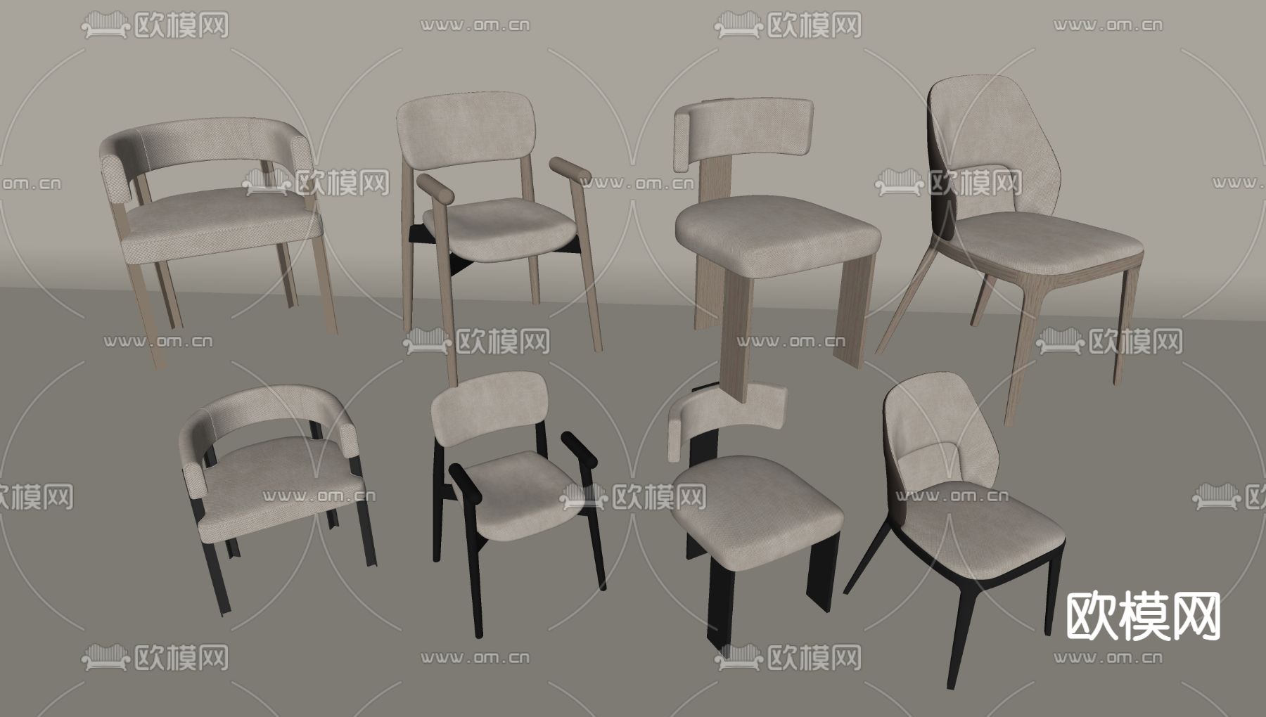 现代椅子 餐椅su模型下载（渲染图2）