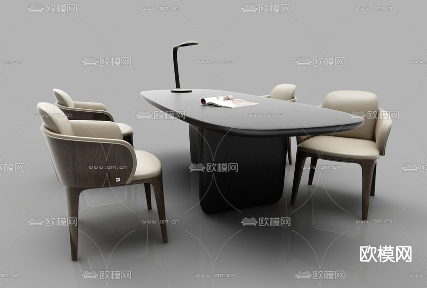 现代书桌 写字台3d模型下载