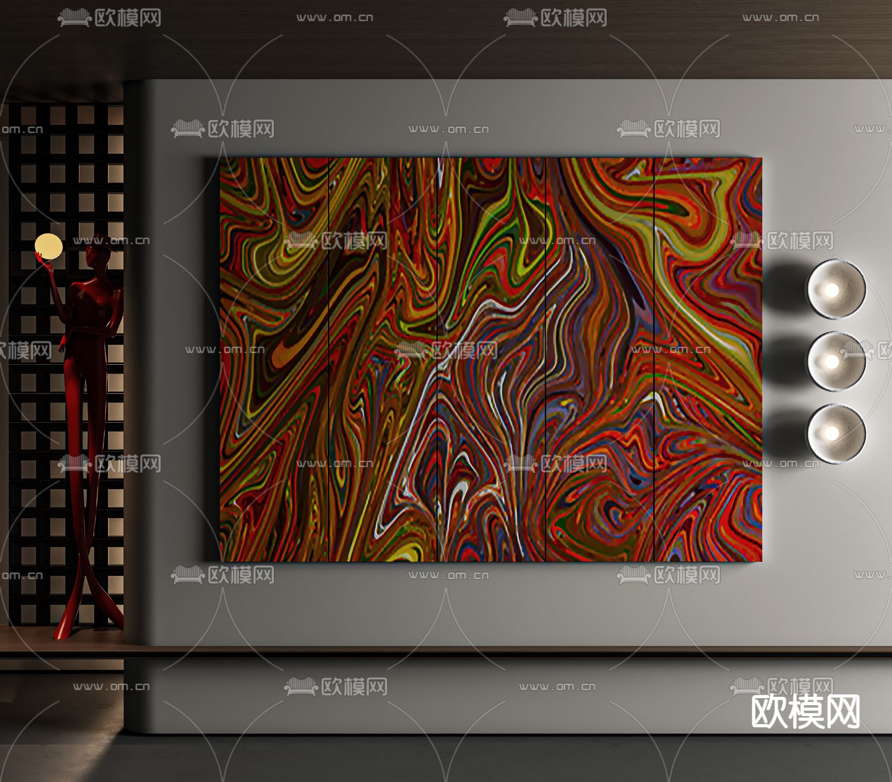 孟菲斯画 肌理画 抽象画 装饰画3d模型下载