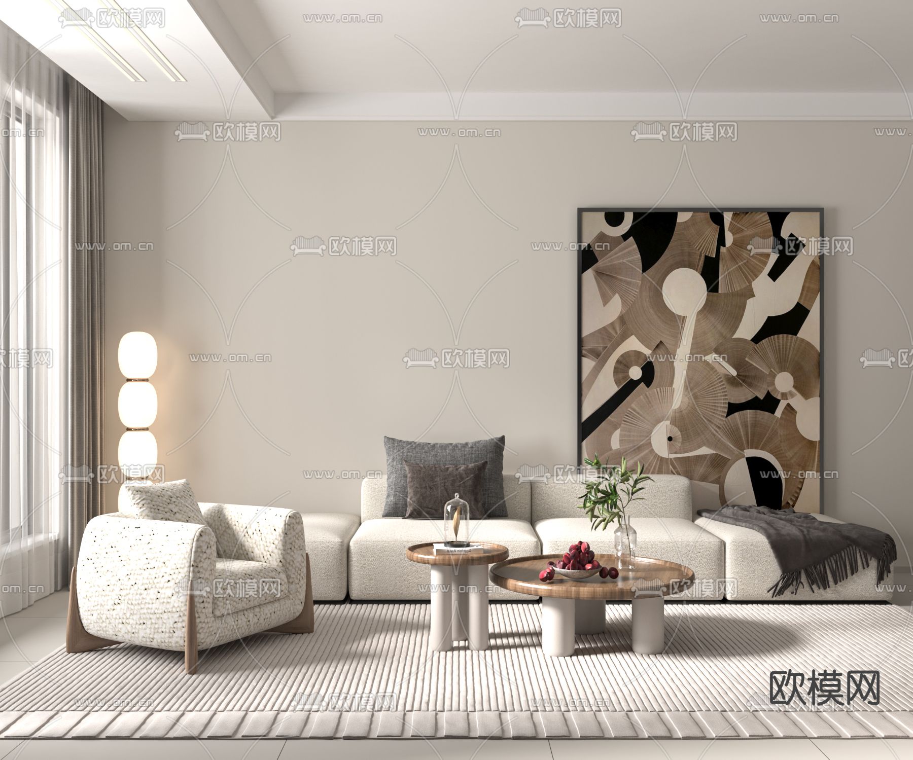 现代多人沙发3d模型下载