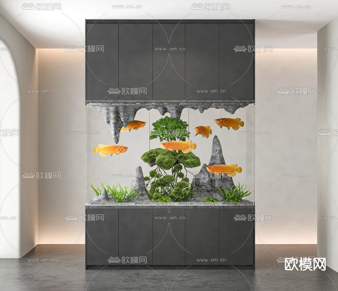 现代鱼缸水族3d模型下载