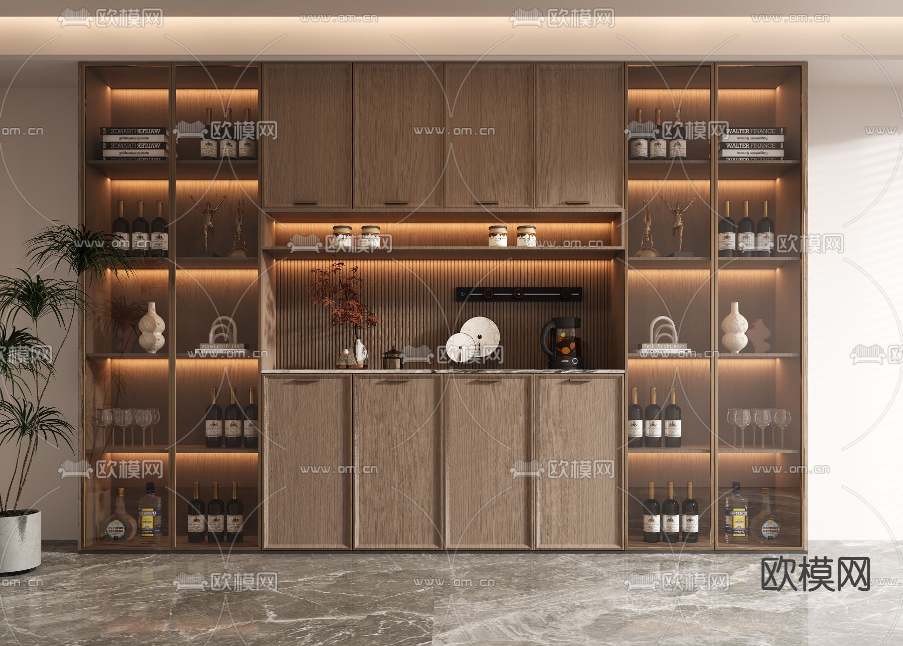 新中式酒柜 餐边柜3d模型下载