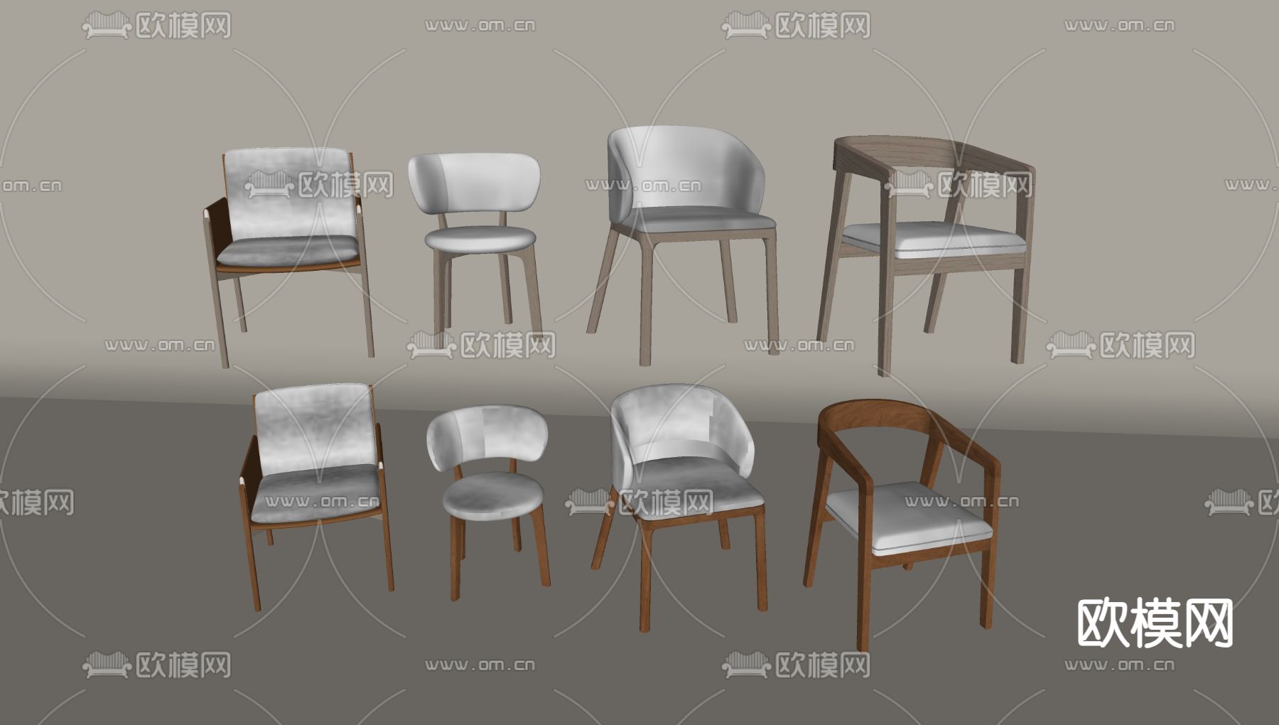 中古风椅子 餐椅 休闲椅su模型下载（渲染图2）